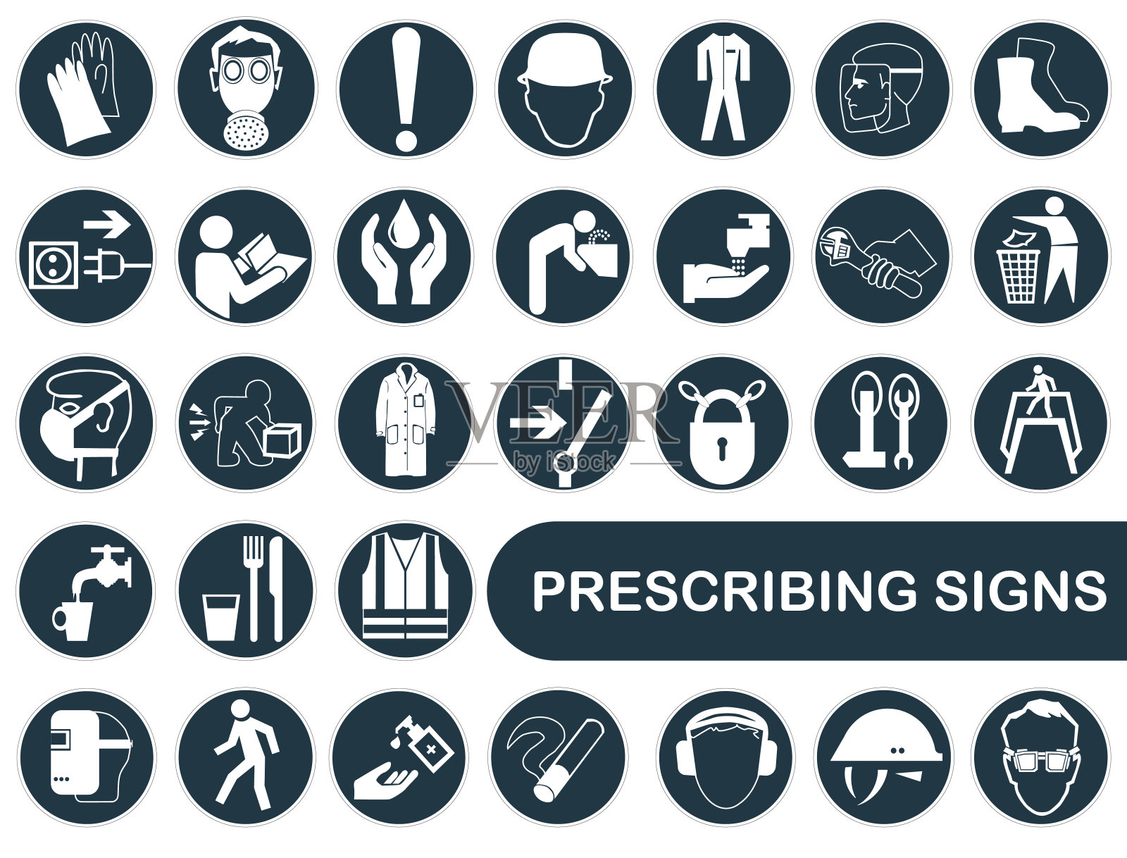 指示正确动作的符号。定向的迹象。危险警告标志。插画图片素材