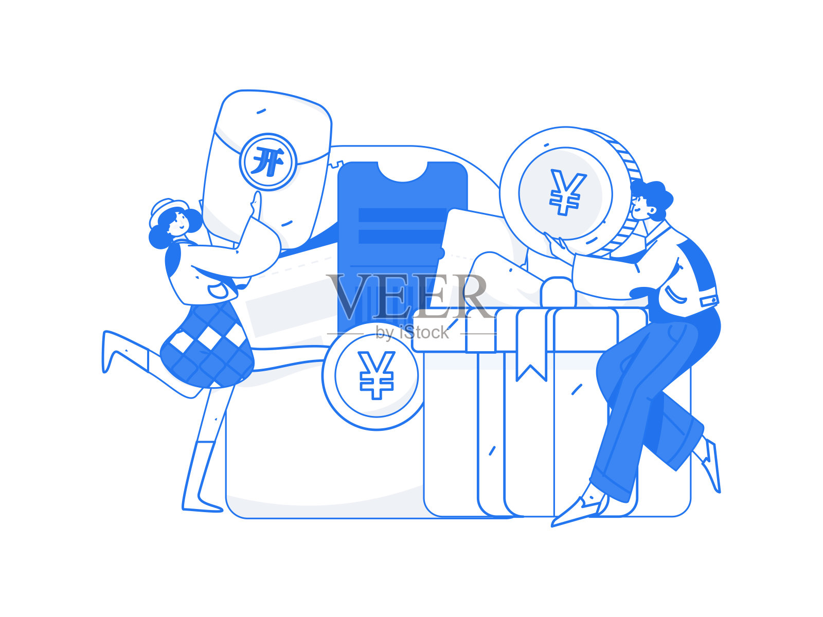 假日购物的人做电子商务网上购物平面矢量概念操作手绘插图插画图片素材