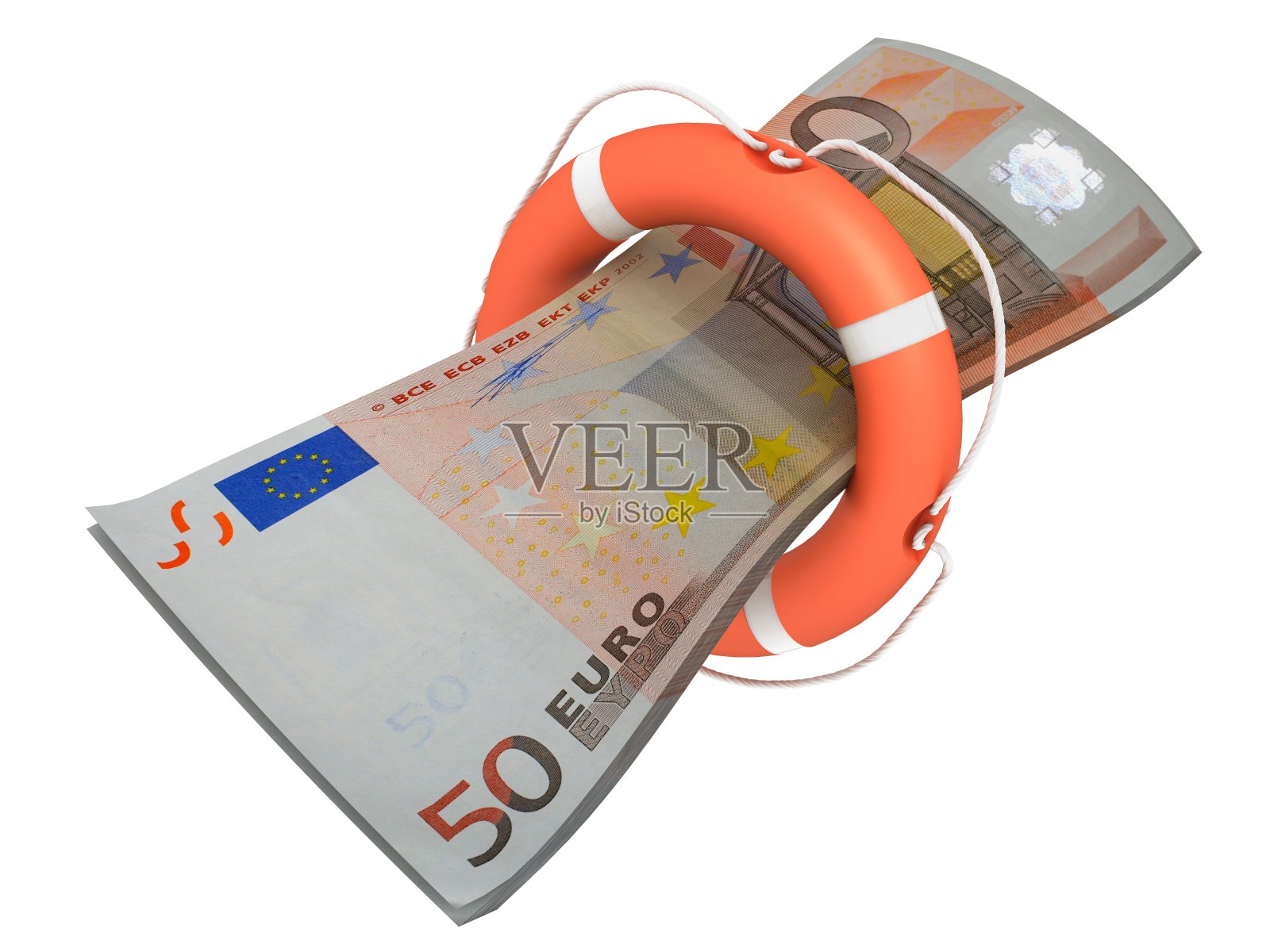欧元货币金融危机助力支撑救生带照片摄影图片