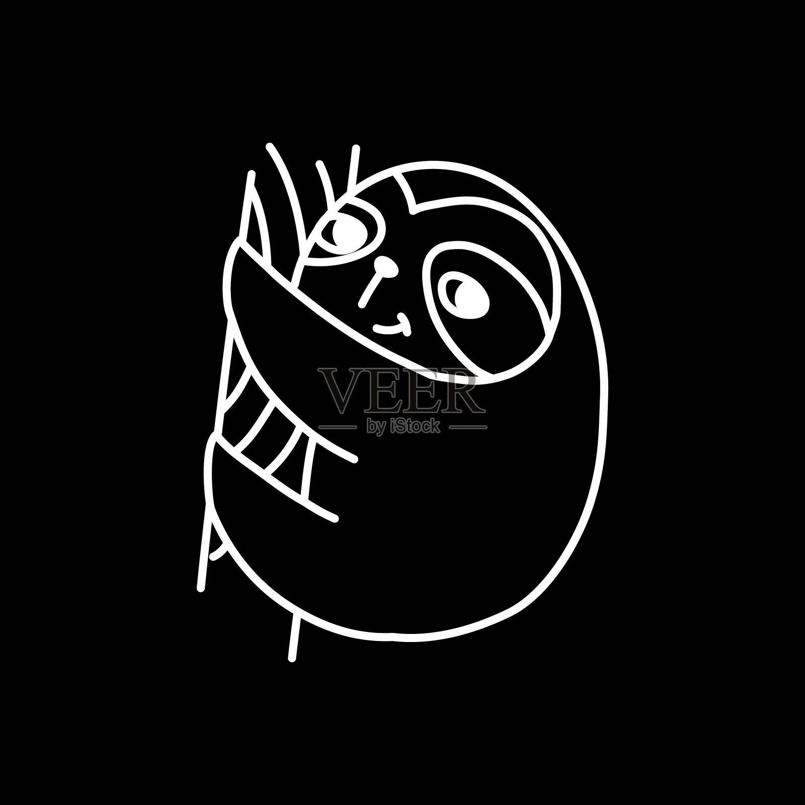 可爱的卡通树懒。可爱的手绘树懒宝宝挂在树上。插图托儿所设计，海报，问候，生日卡，婴儿淋浴设计和派对。插画图片素材