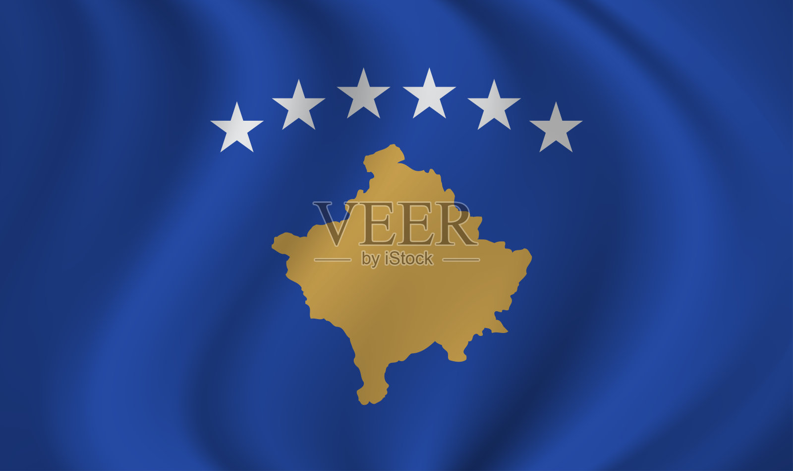 科索沃的旗帜在风中飘扬。纹理可以用作背景。矢量图EPS10插画图片素材