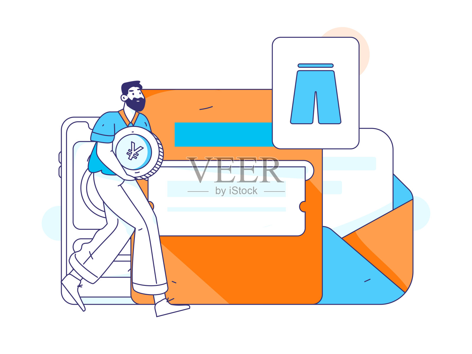 假日购物的人做电子商务网上购物平面矢量概念操作手绘插图插画图片素材