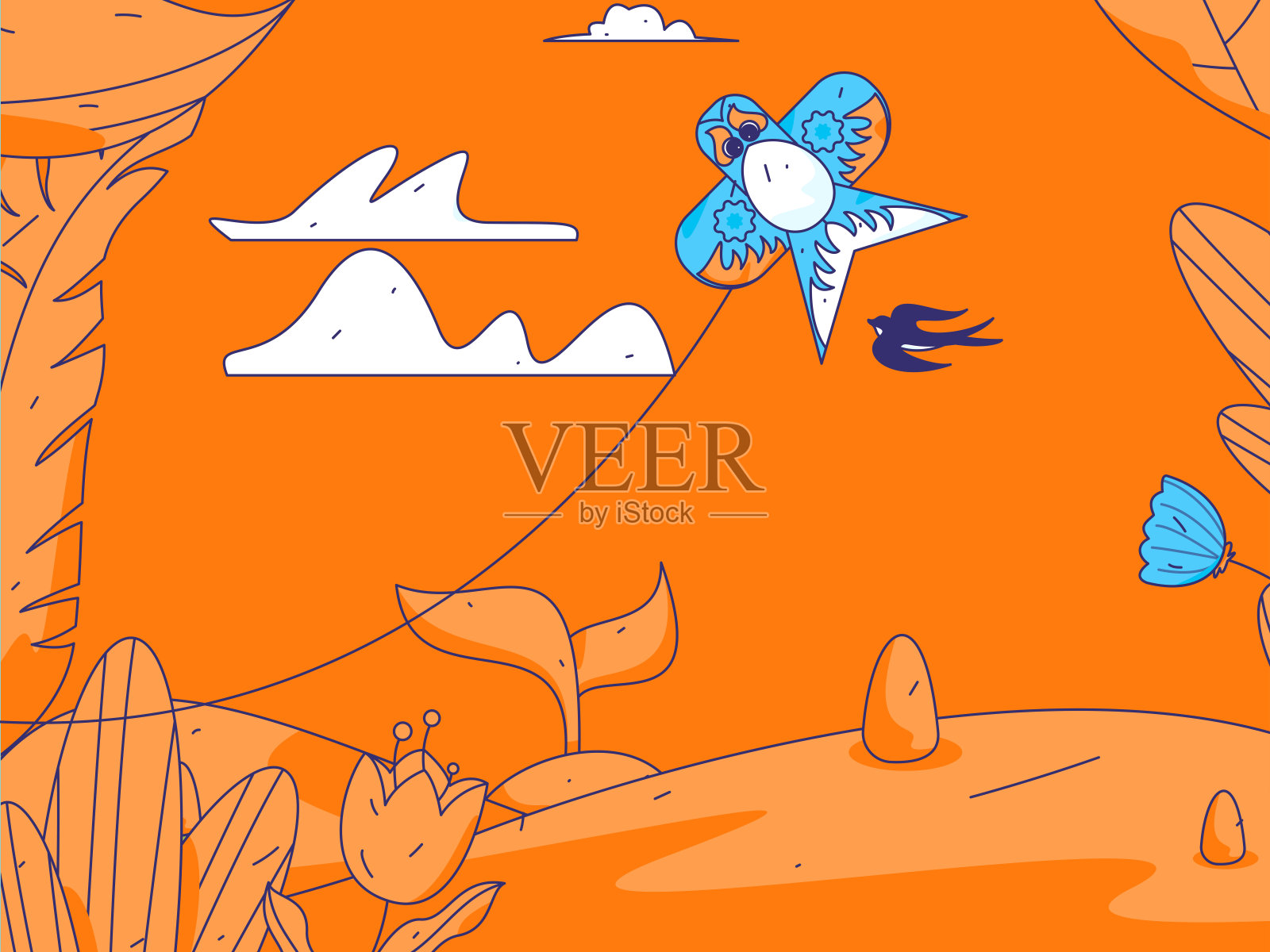 二十四节气:立春、下雨、惊蛰、春风、清明、谷雨，平面人物矢量概念操作手绘插画插画图片素材