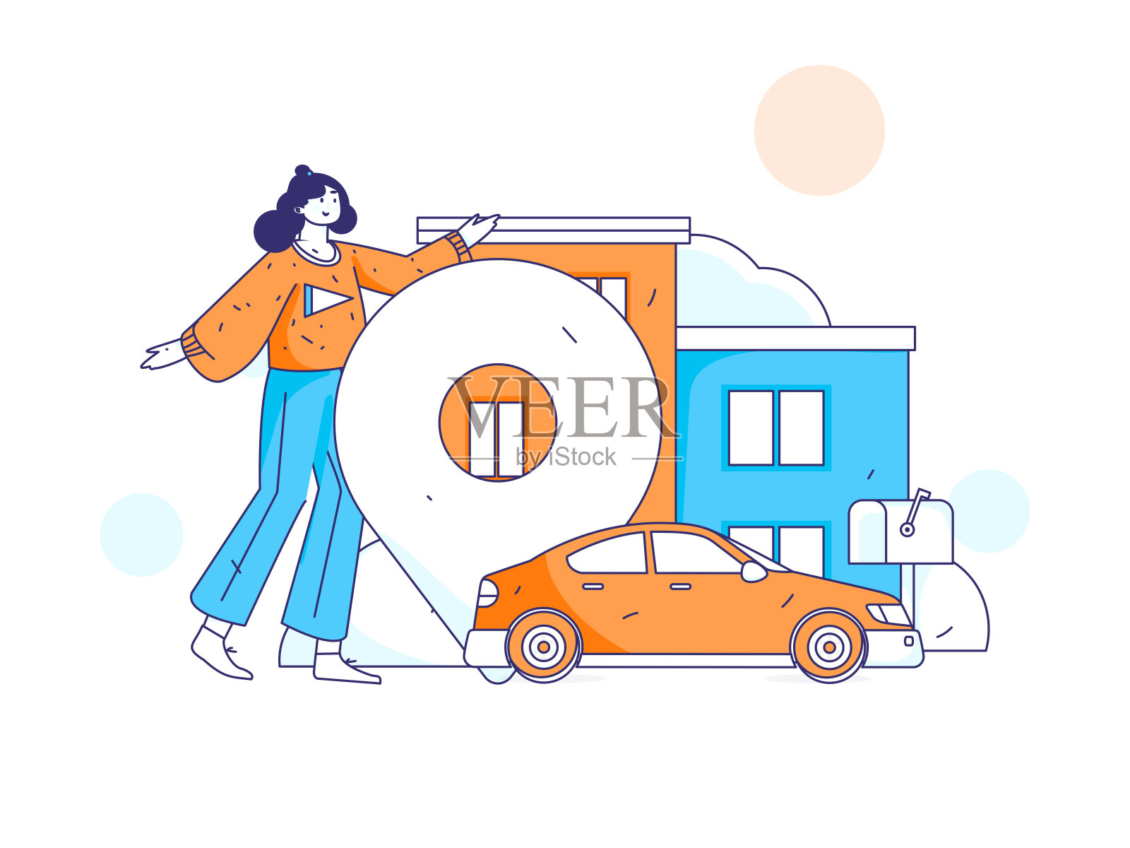 平面矢量概念操作手绘的人乘出租车的插图插画图片素材