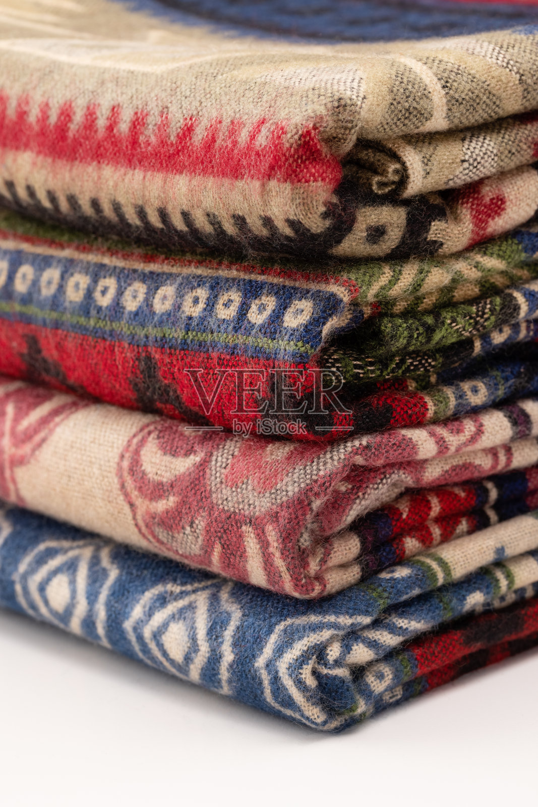 保暖羊毛，民族毛毯，披肩，围巾。照片摄影图片