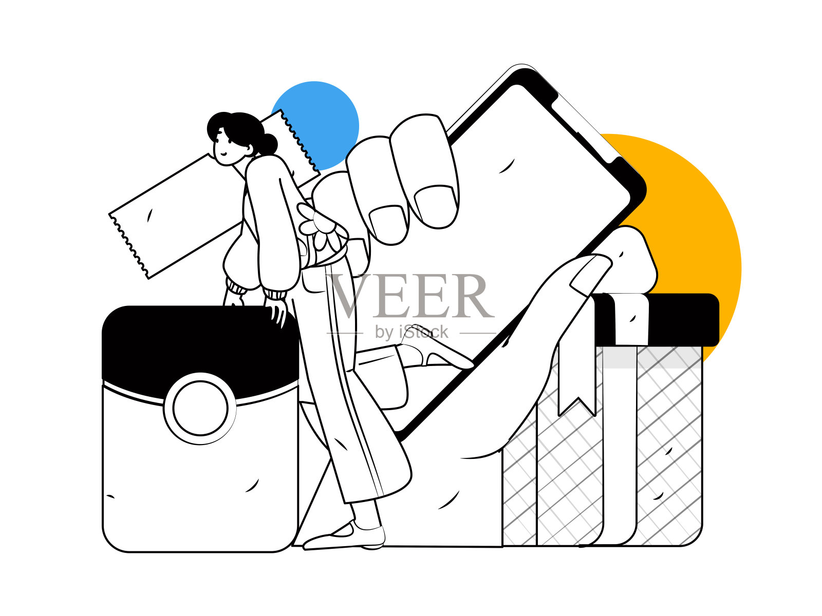 假日购物的人做电子商务网上购物平面矢量概念操作手绘插图插画图片素材