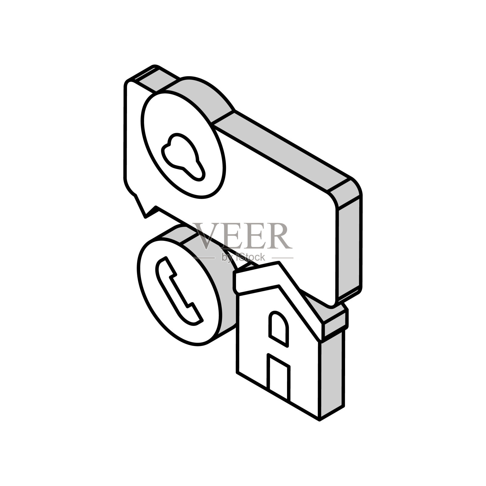 住宅呼叫国内宠物等距图标矢量插图插画图片素材