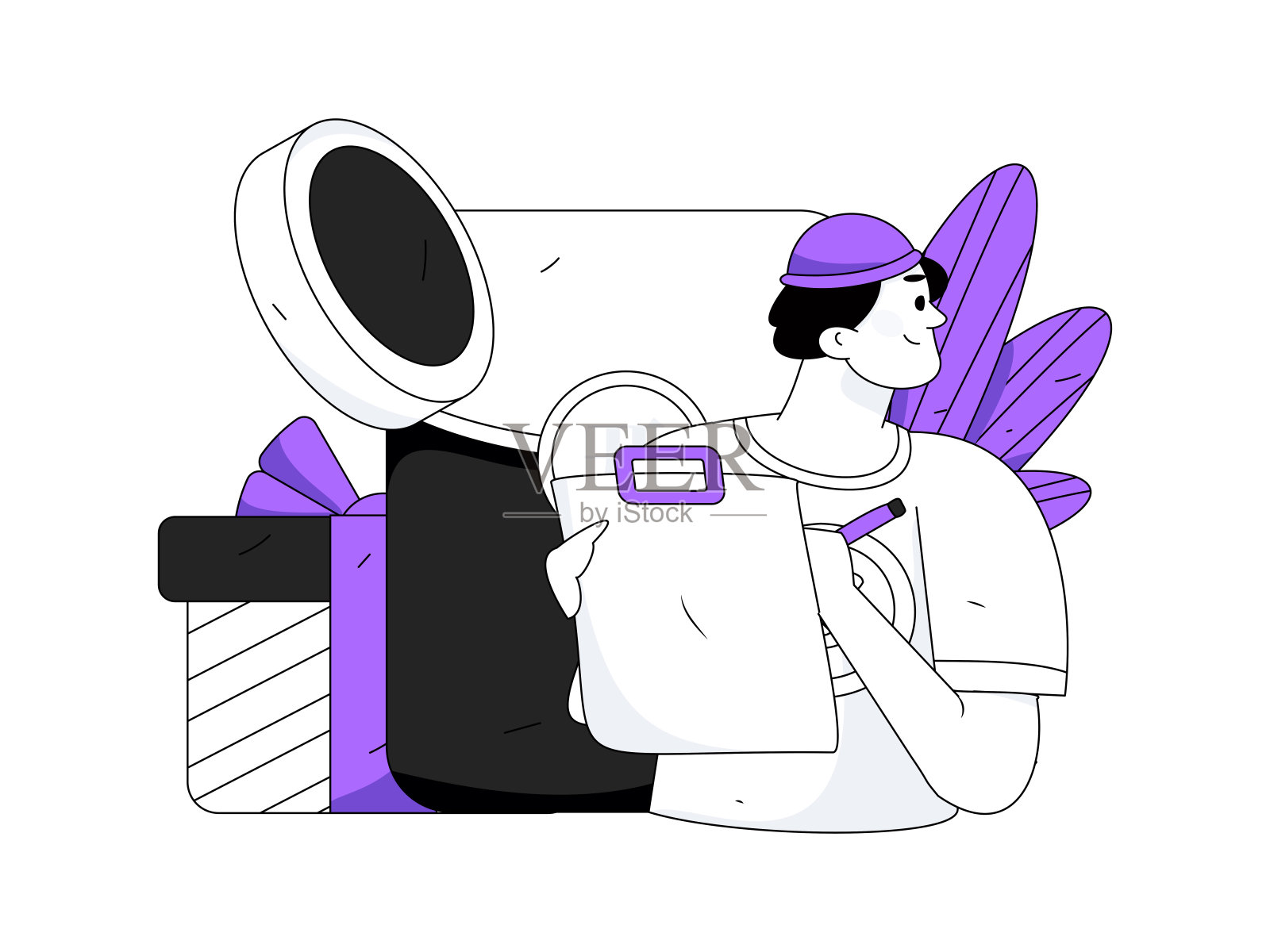 假日购物的人做电子商务网上购物平面矢量概念操作手绘插图插画图片素材