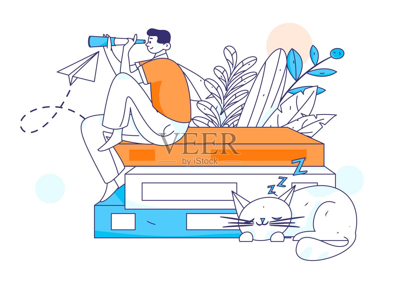 文字阅读静静地矢量概念操作手绘插图插画图片素材