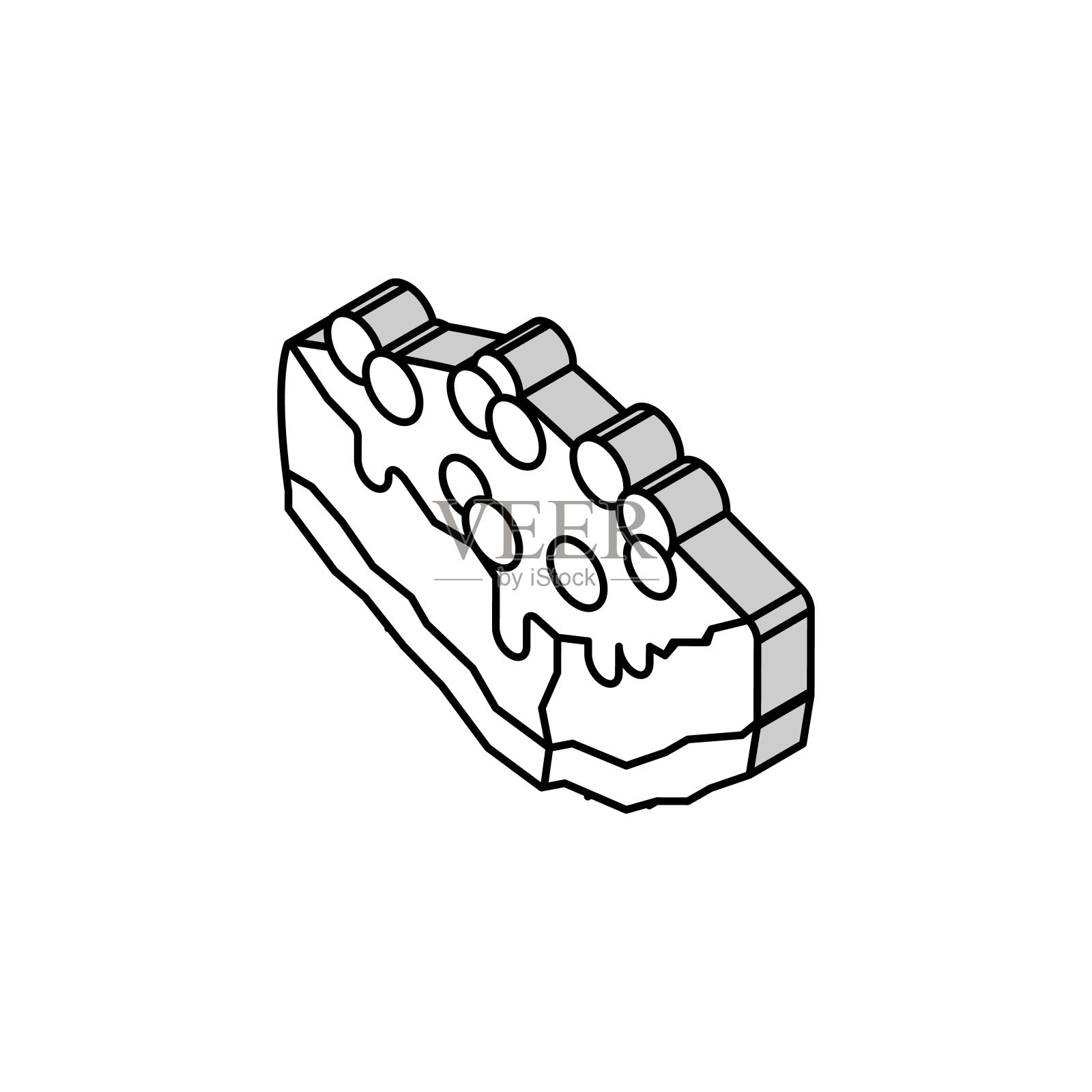 甜点蓝莓等距图标矢量插图插画图片素材
