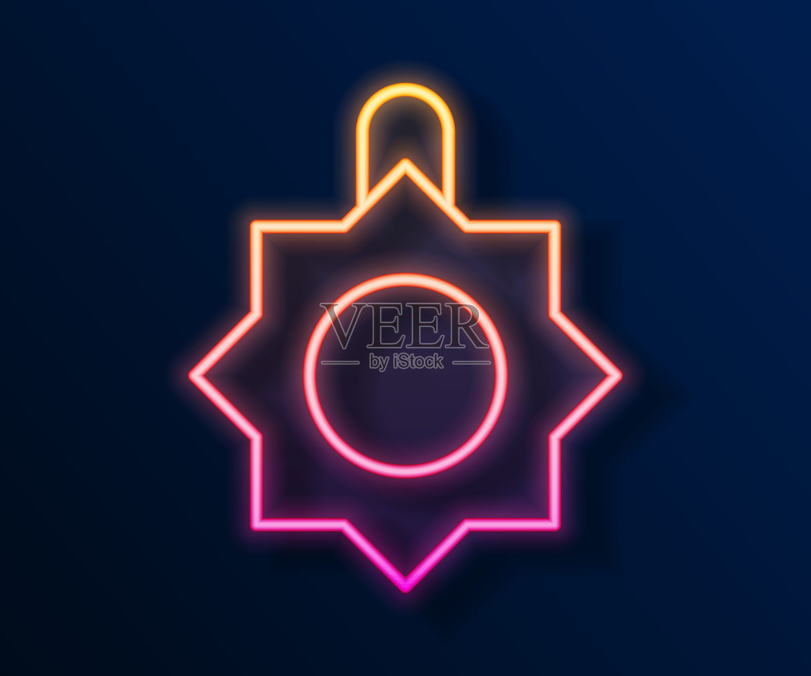 黑色背景上的圣诞玩具霓虹灯线图标插画图片素材