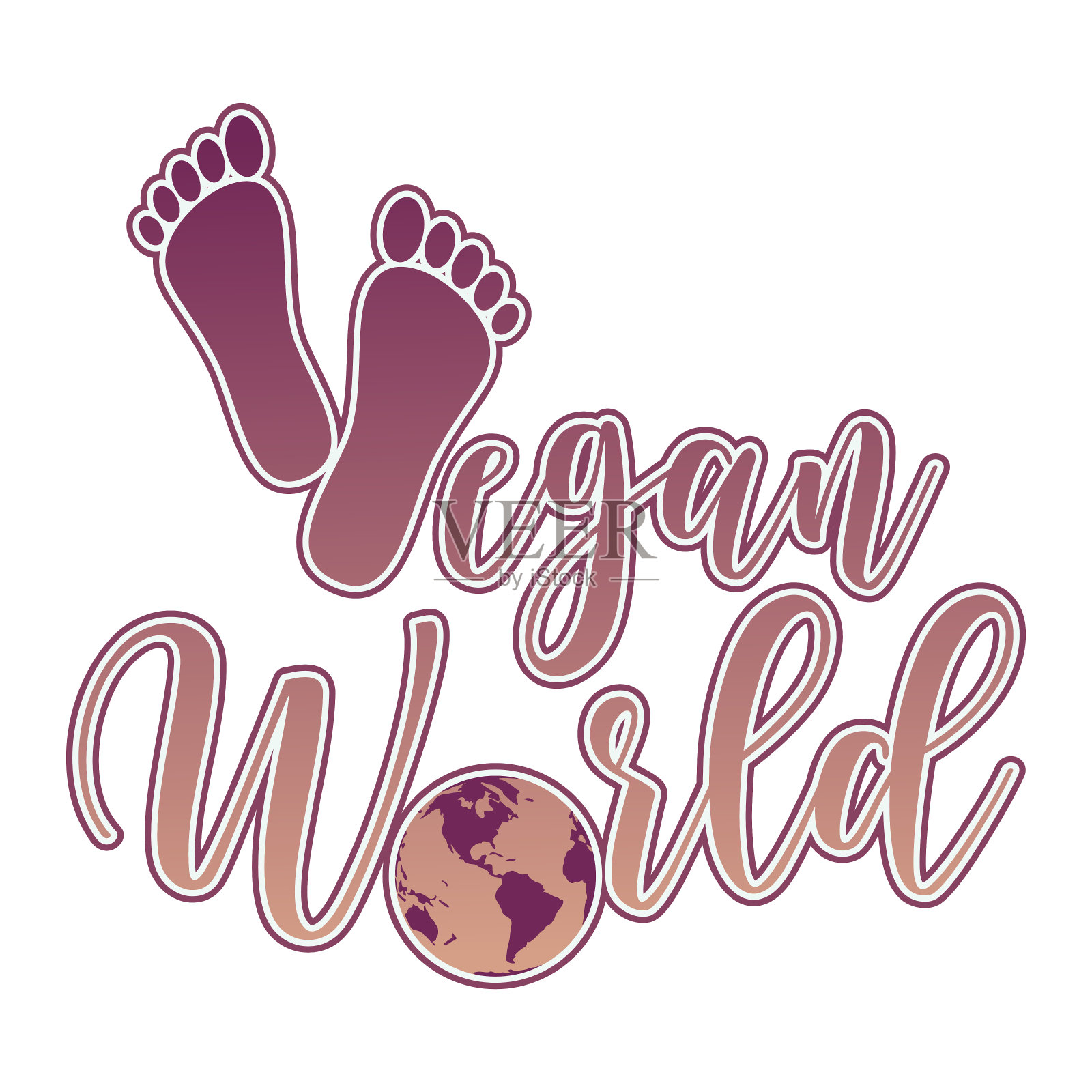 素食世界标志，二氧化碳足迹插画图片素材