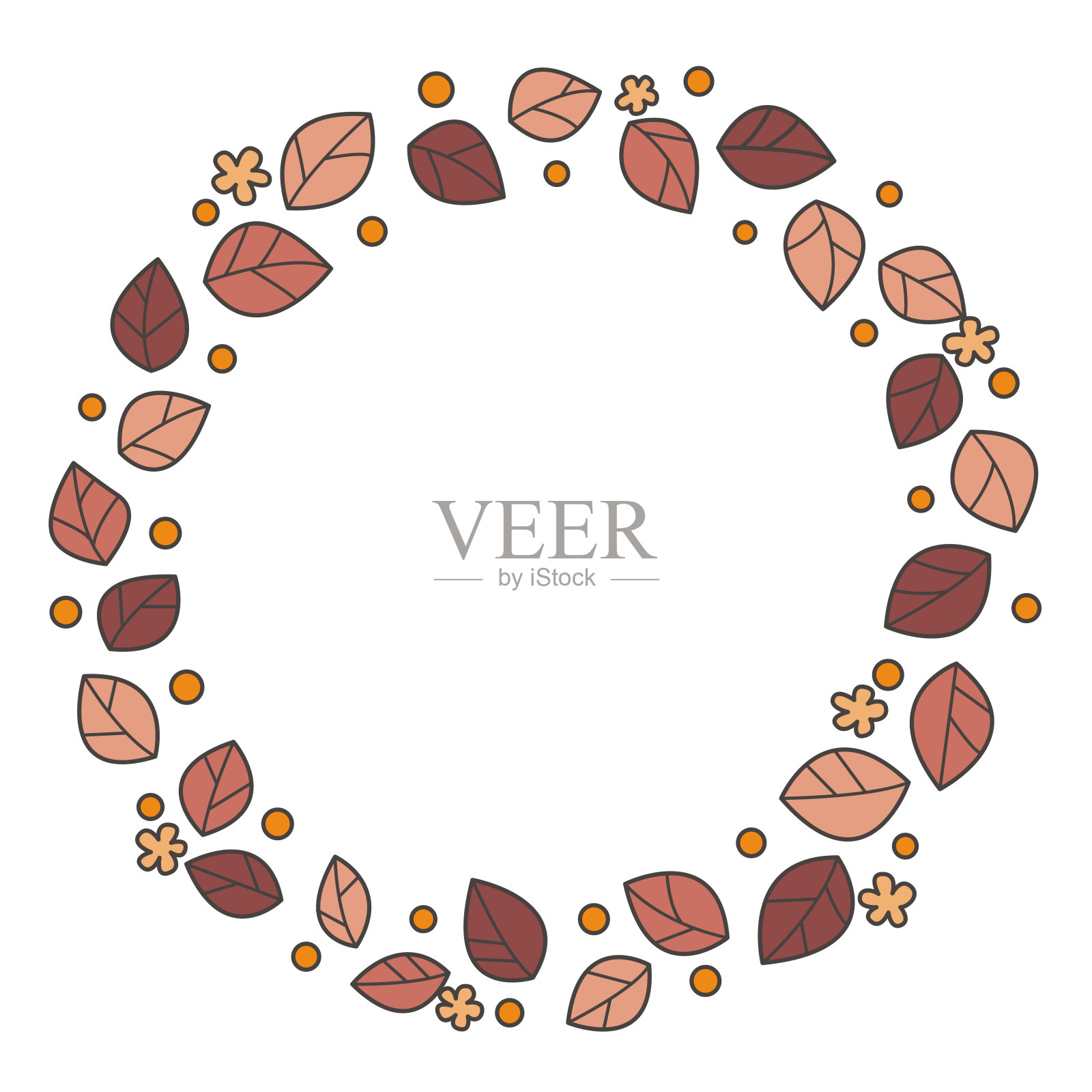 摘要秋叶和花的涂鸦装饰自然和婚礼活动。插画图片素材