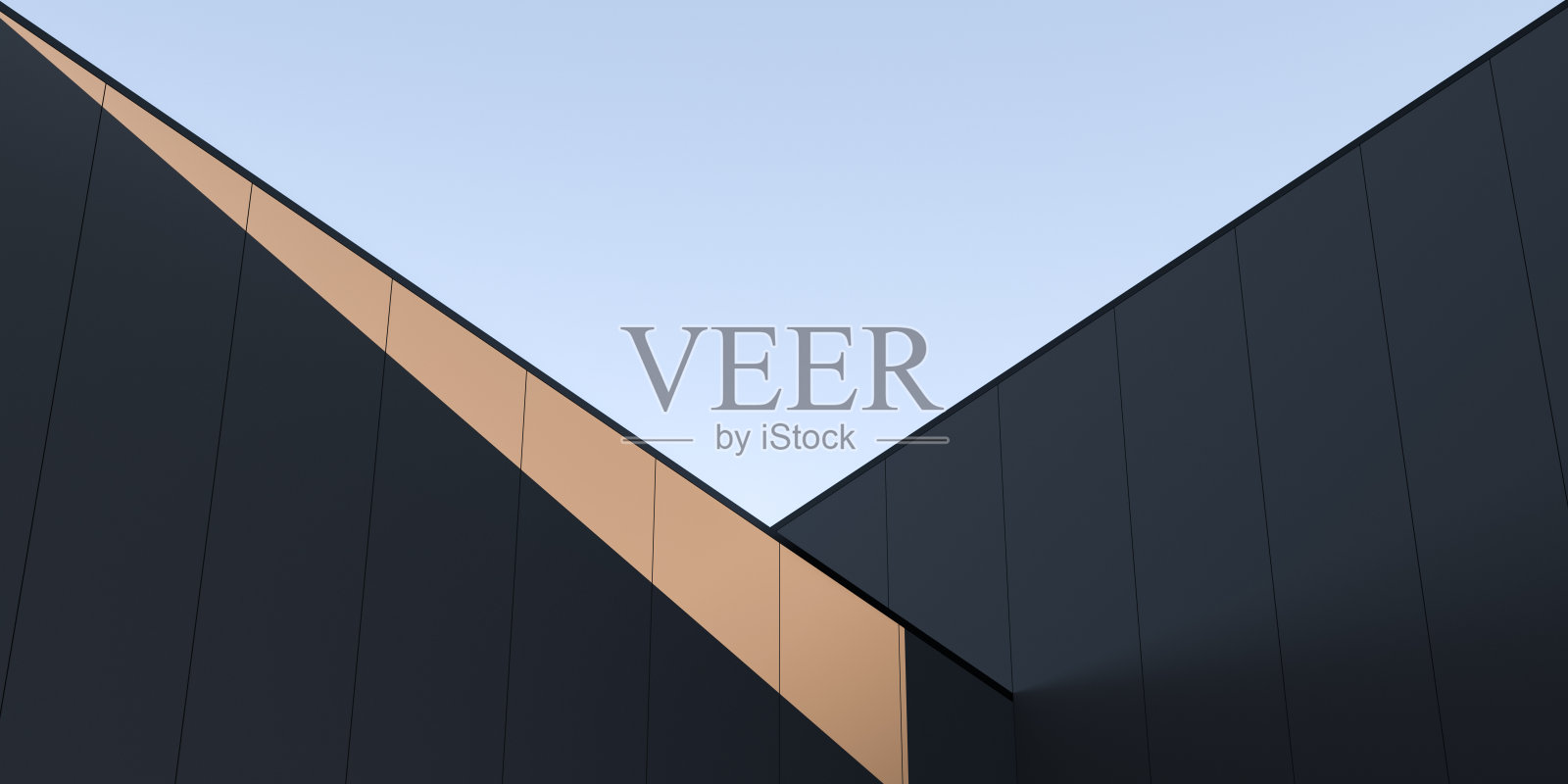 墙，未来主义的建筑设计，极简。黑暗的墙上挂着一缕阳光，横幅。三维渲染照片摄影图片