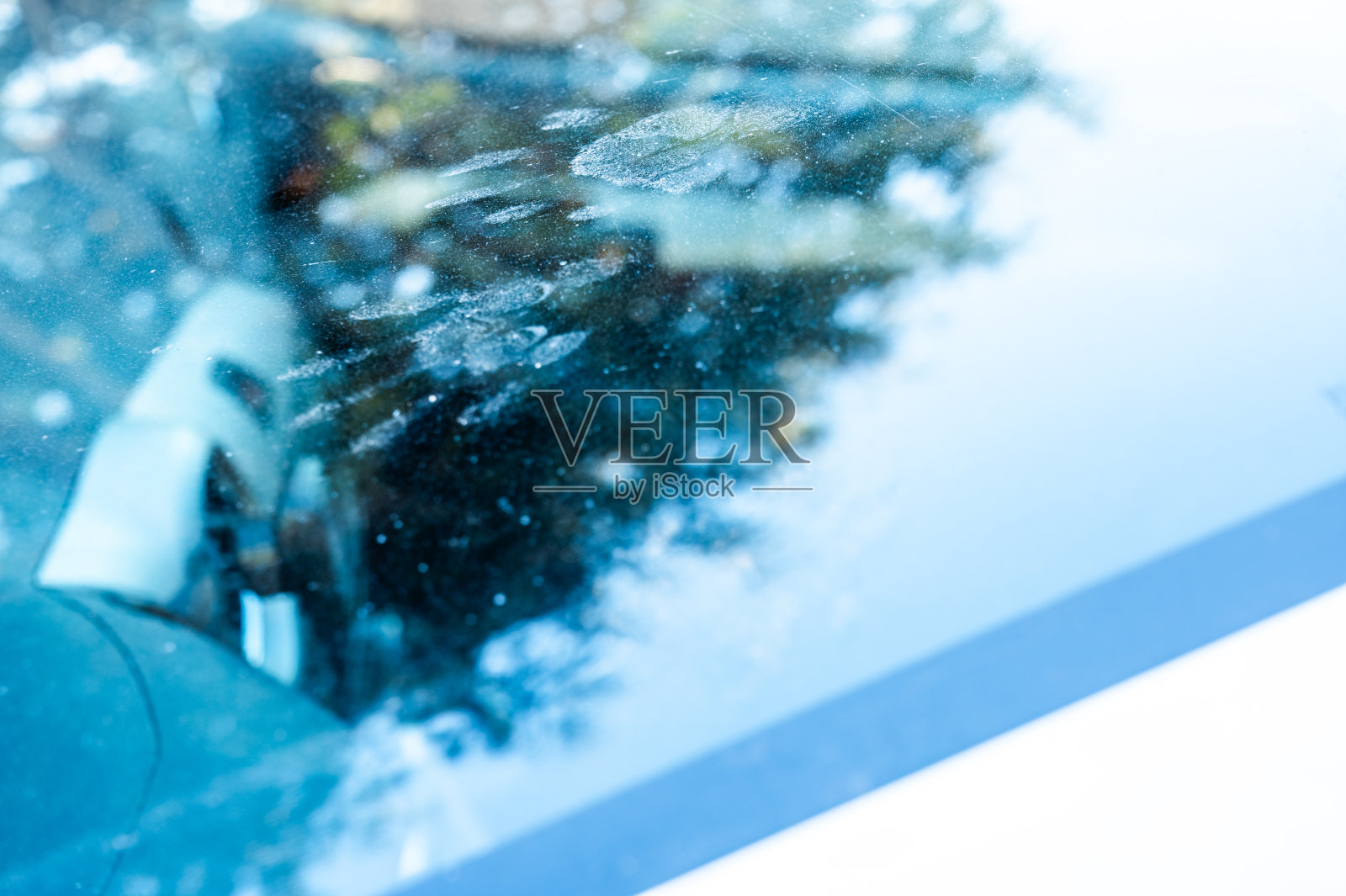 汽车挡风玻璃上有浣熊爪印照片摄影图片