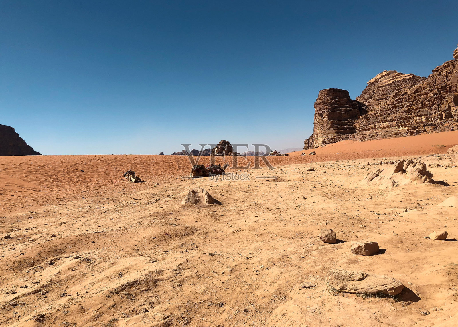 瓦迪拉姆迷人的干旱沙漠景观照片摄影图片