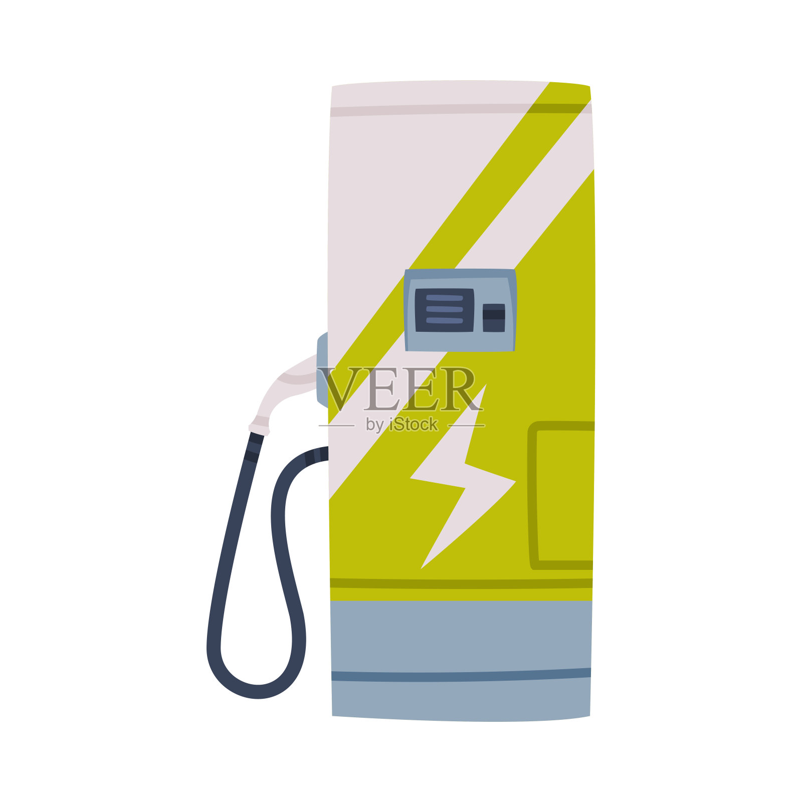 电动汽车充电站或电动汽车充电器作为电力供应设备矢量图插画图片素材