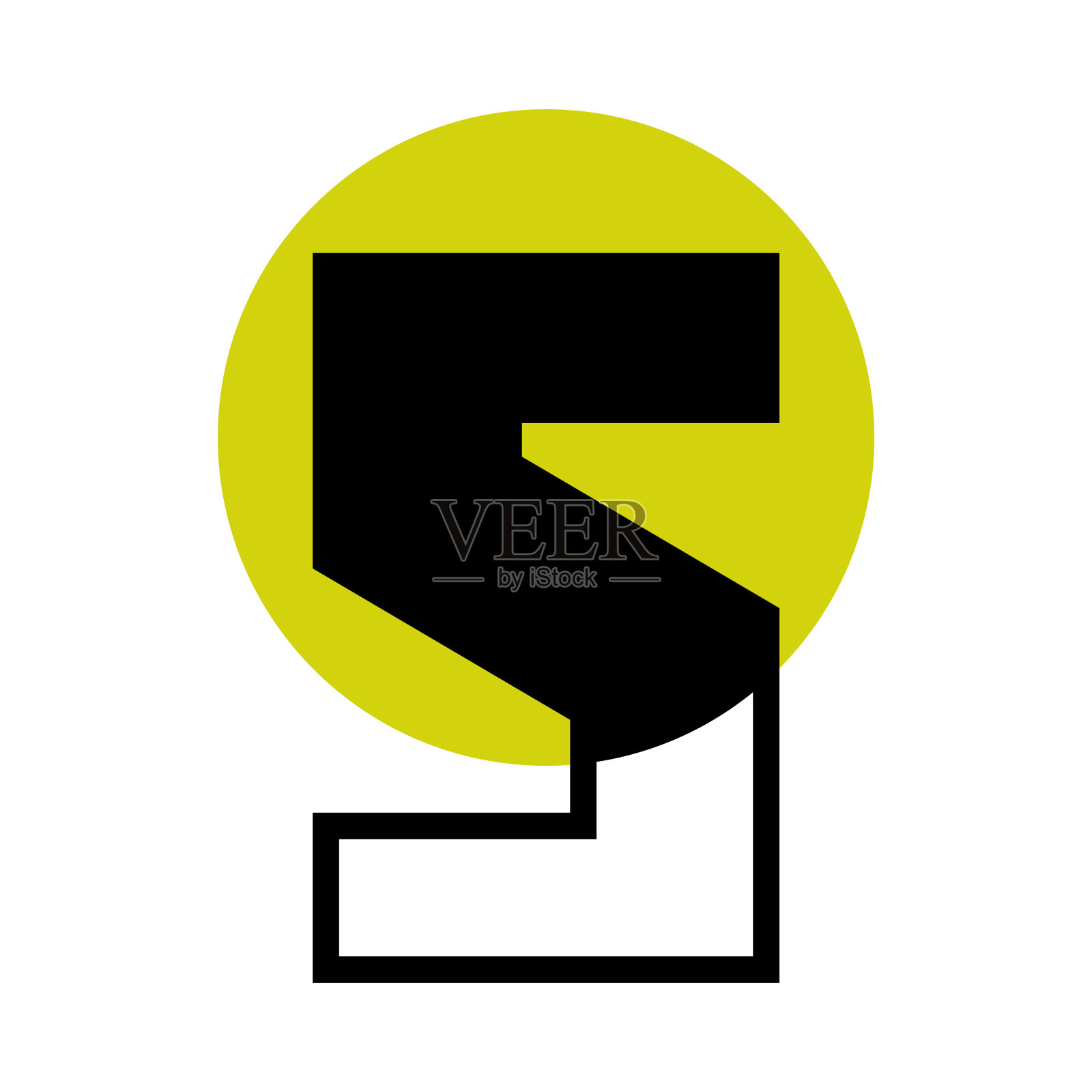 字母S与绿色圆形形状的几何字体矢量插图插画图片素材