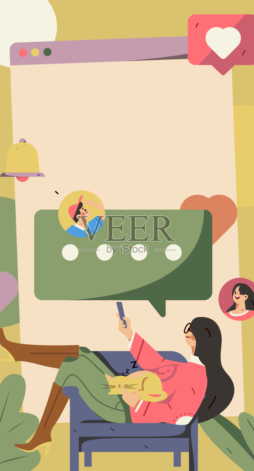 平面矢量插图的业务人员操作的工作场景插画图片素材