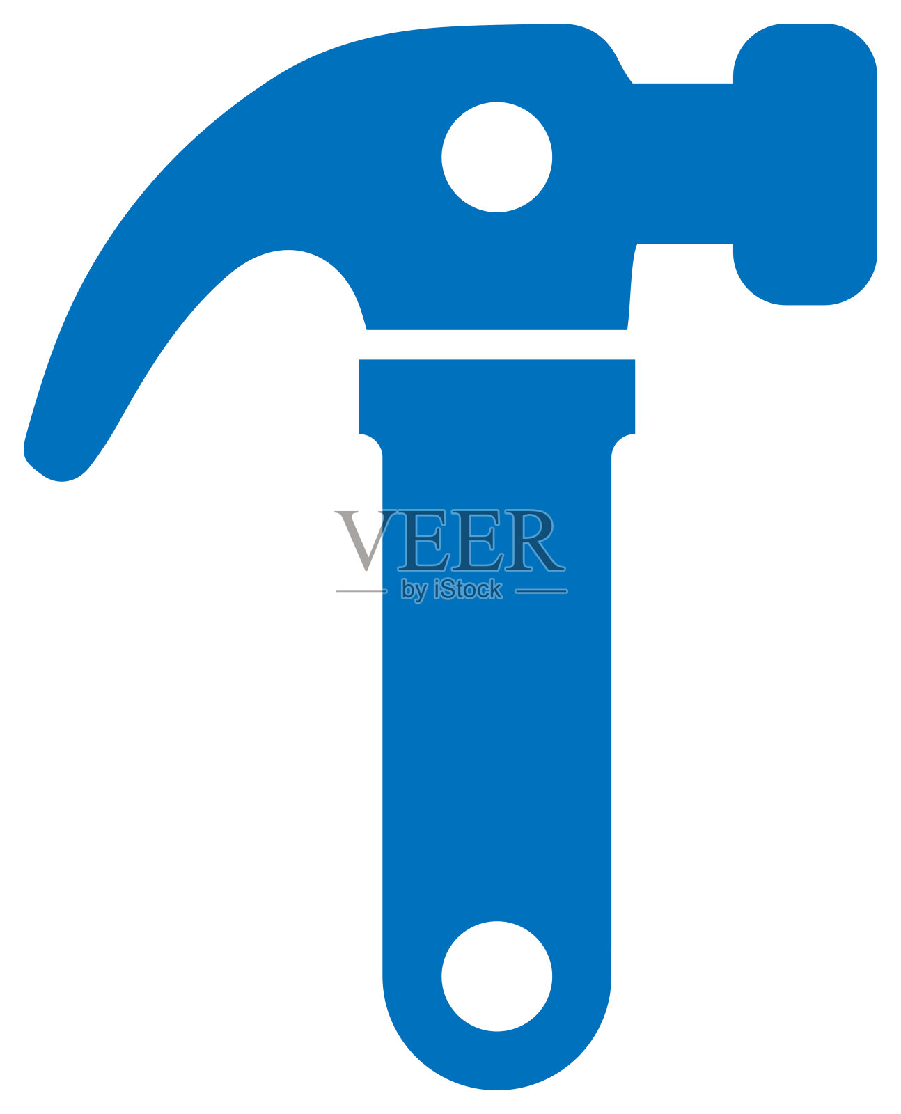 简单的蓝色锤子图标插画图片素材