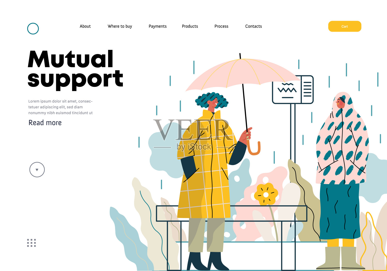 相互支持，平面矢量概念插图插画图片素材