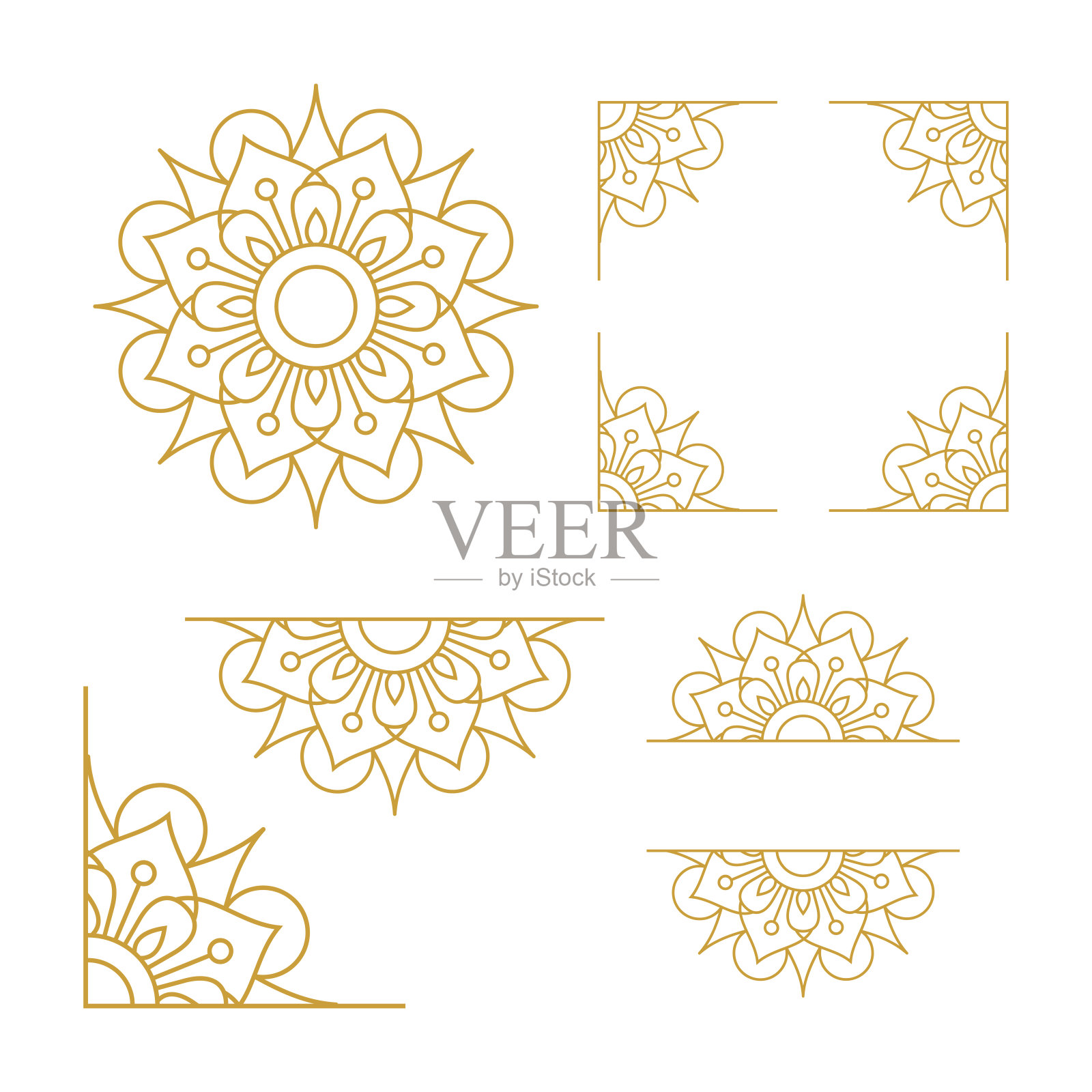 曼陀罗婚礼装饰黄金矢量设计插画图片素材