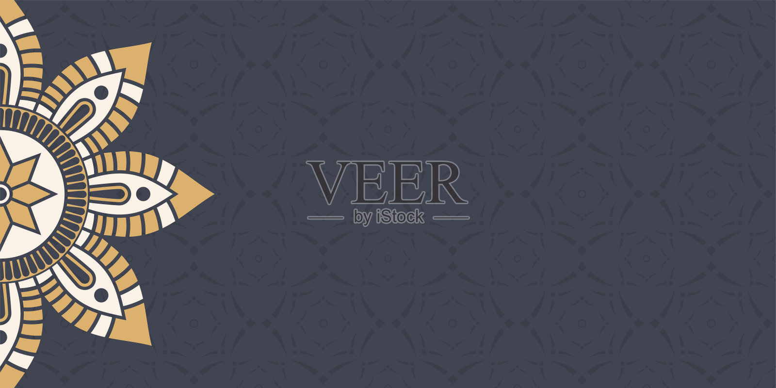 横曼陀罗旗。装饰花曼陀罗背景与地方文字。插画图片素材