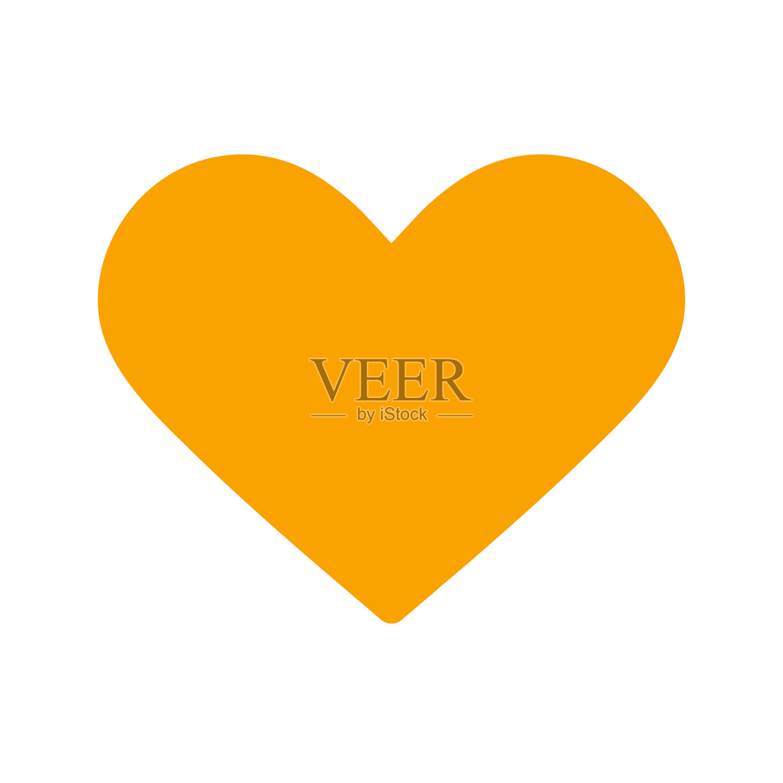 黄色的心形图标。象征着爱情和情人节。插画图片素材