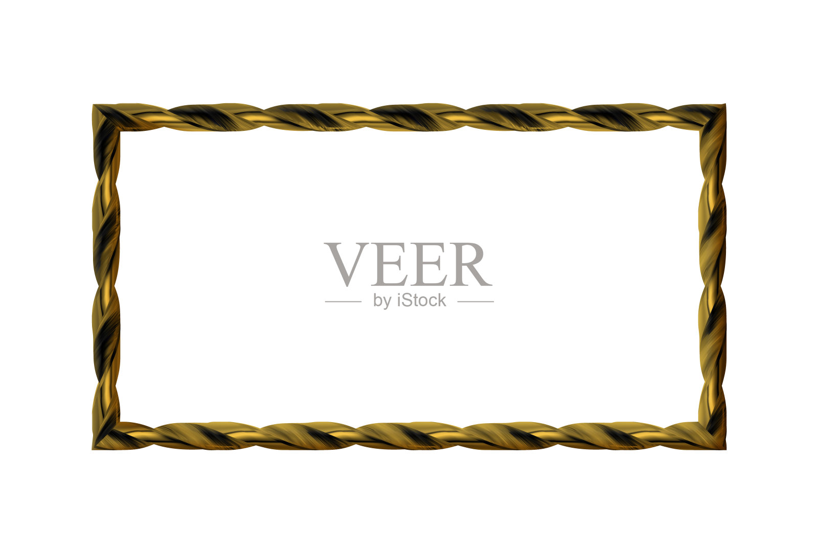 扭曲的黄金矩形现实的黑暗框架，孤立。插画图片素材