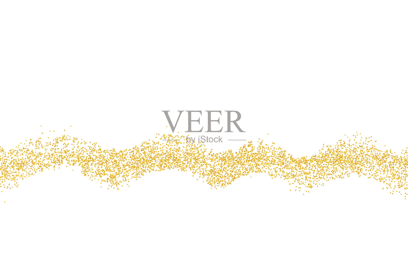 横波浪形的条状点缀着金黄的面包屑纹理。白色背景上的金粉。砂粒，砂粒或沙子。背景金色的路径片grunge设计插图插画图片素材