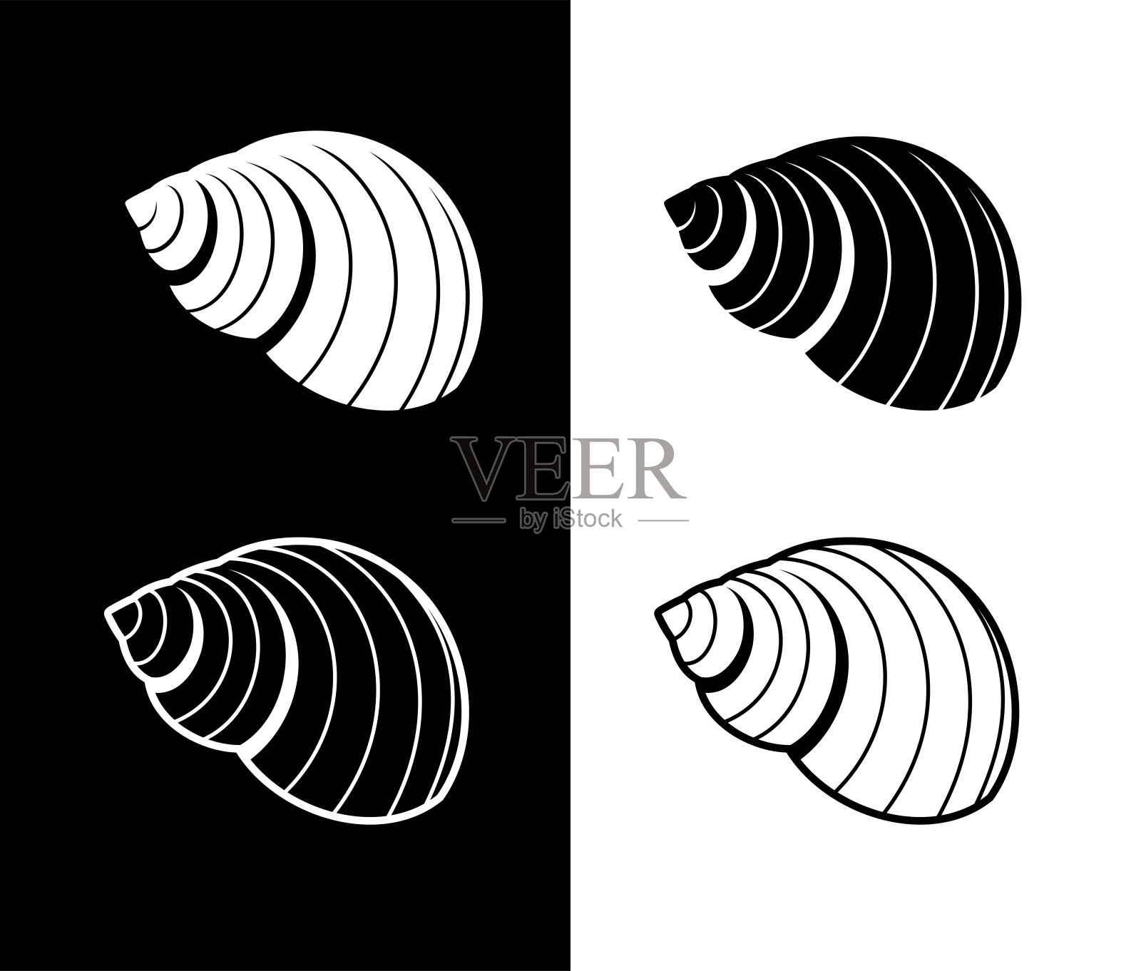 海贝图标。海软体动物的壳。插画图片素材