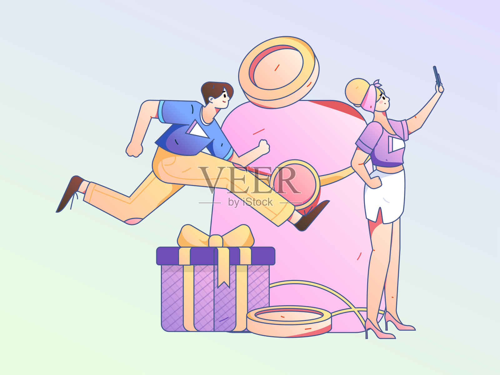 假日购物的人做电子商务网上购物平面矢量概念操作手绘插图插画图片素材