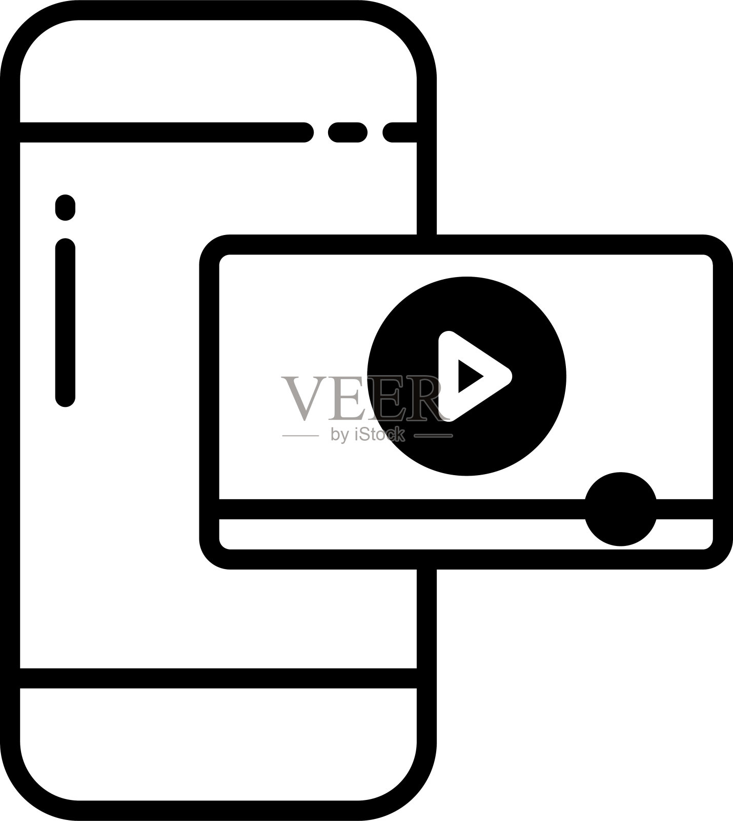 足球生活在手机字形和线矢量插图插画图片素材