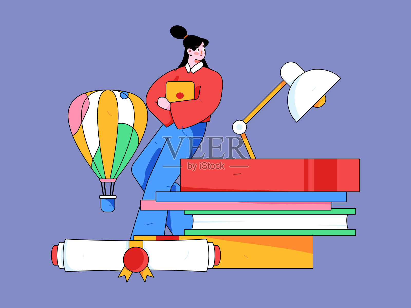 教育和学习的人平面矢量概念手绘插图插画图片素材