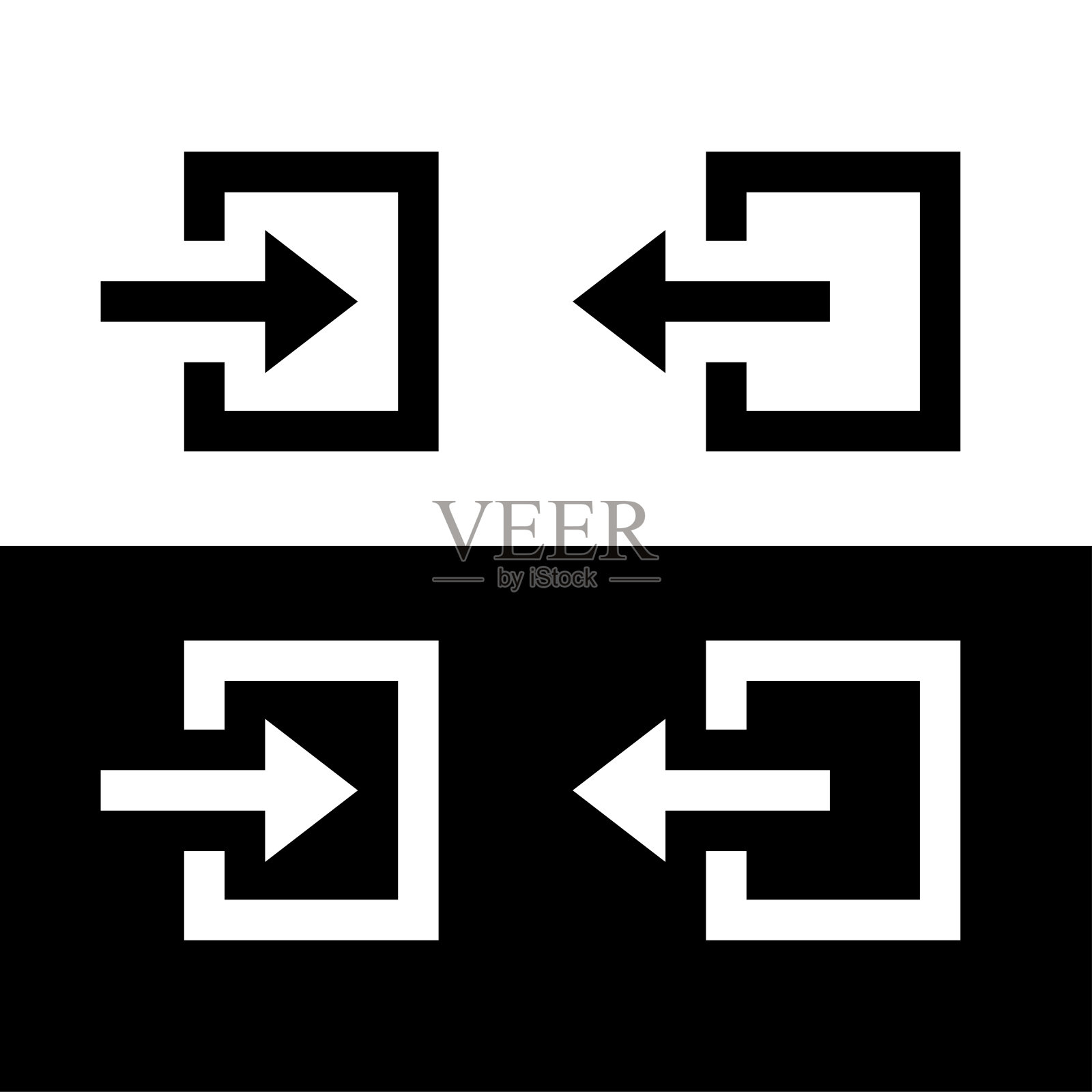 图标输入或输出。门带箭头，运动方向。插画图片素材