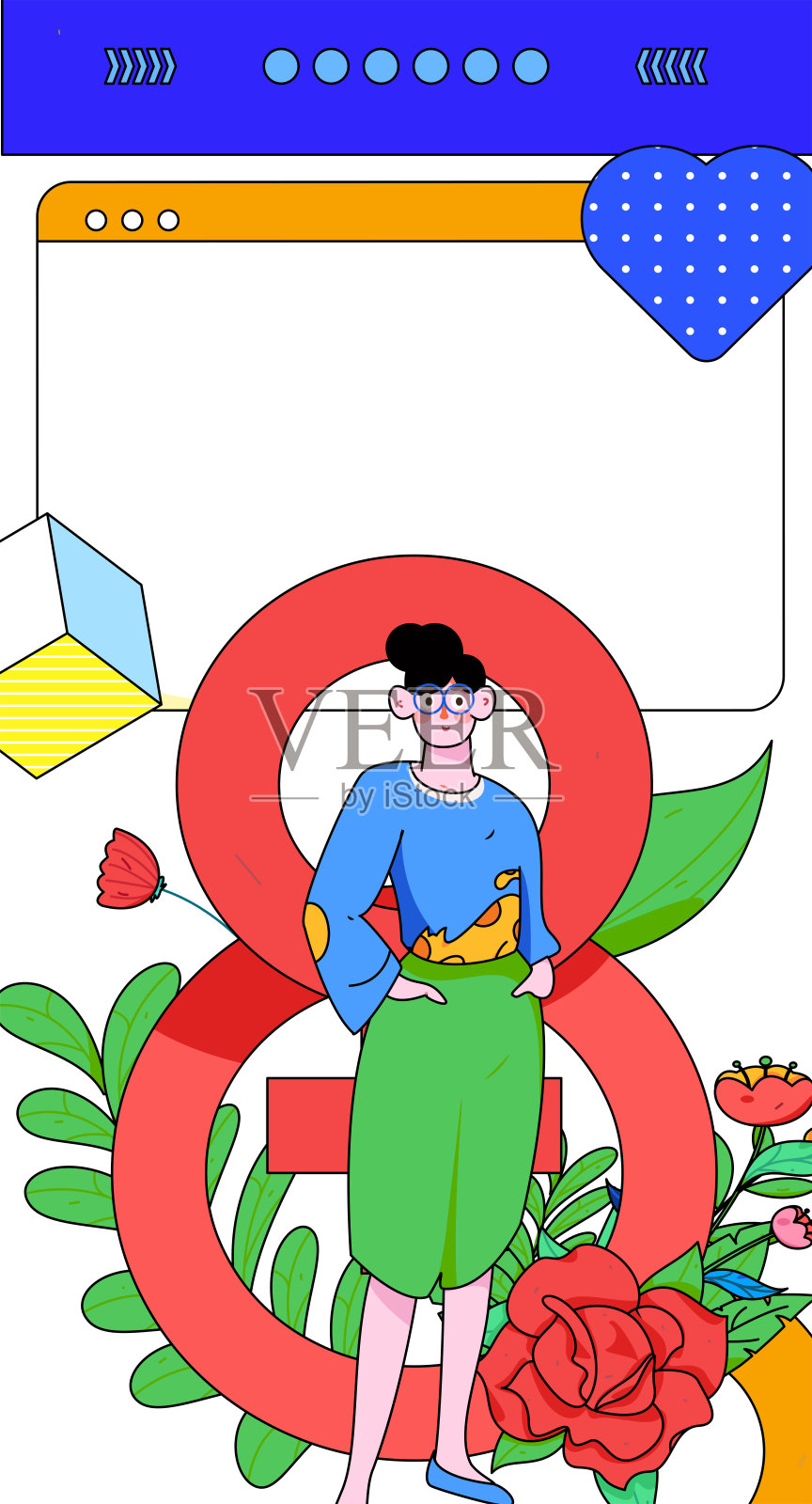 3.12国际妇女节职业女性平面人物矢量概念操作手绘插画插画图片素材