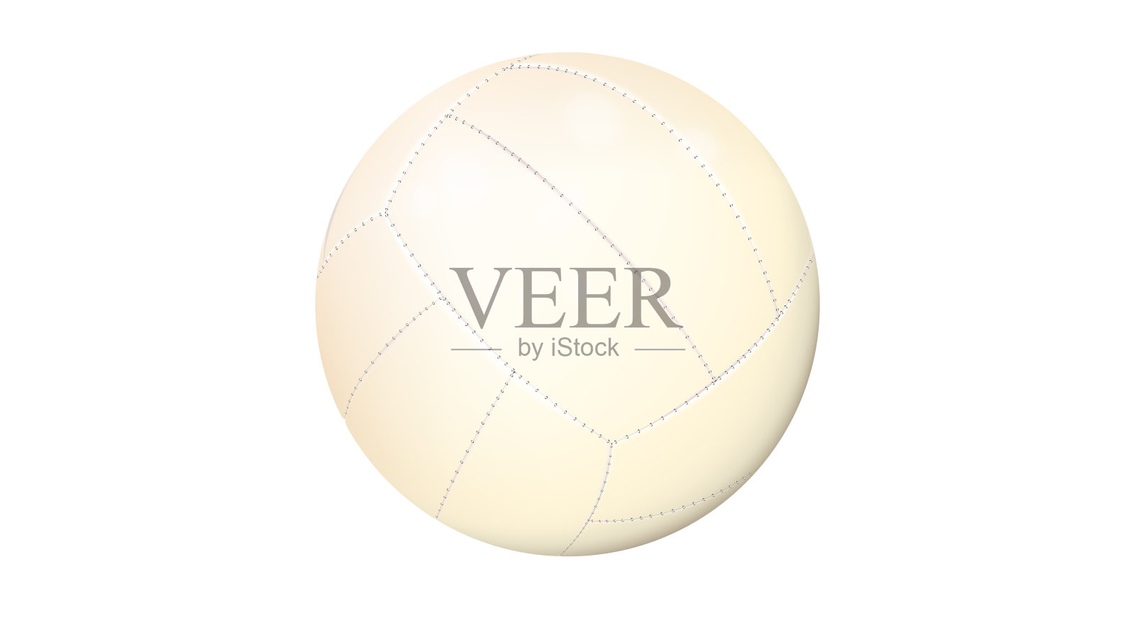 现实的白色排球球孤立在白色的背景。运动器材，团队游戏。户外休闲活动用皮革制品。插图插画图片素材