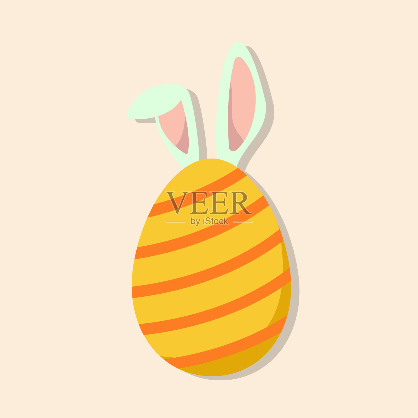 有兔子耳朵的复活节彩蛋插画图片素材