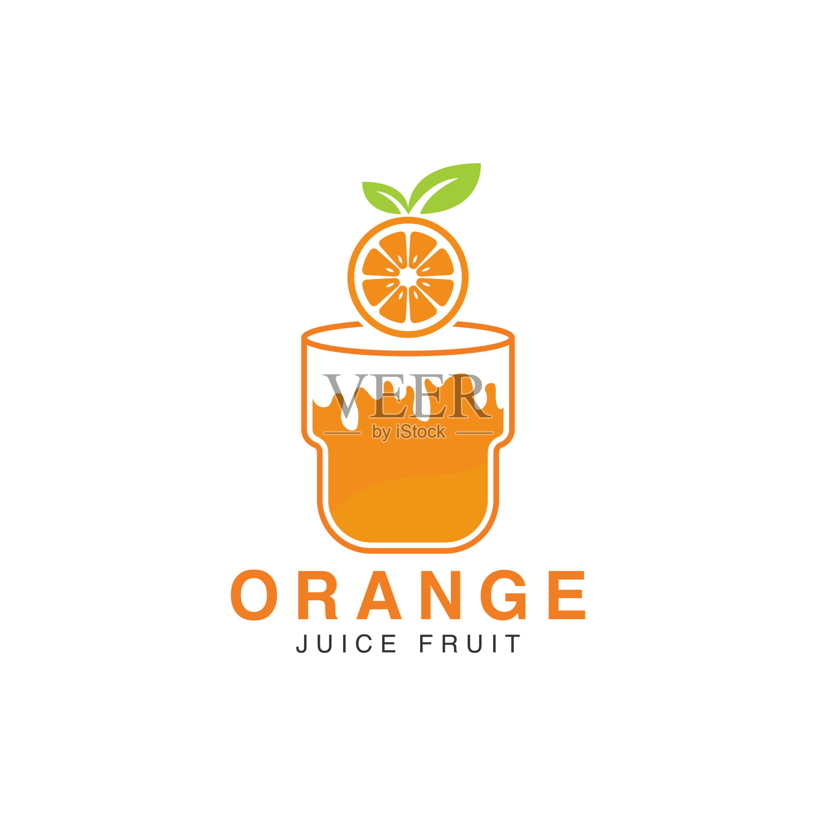 橙汁标志。新鲜饮料图标标志矢量插画图片素材