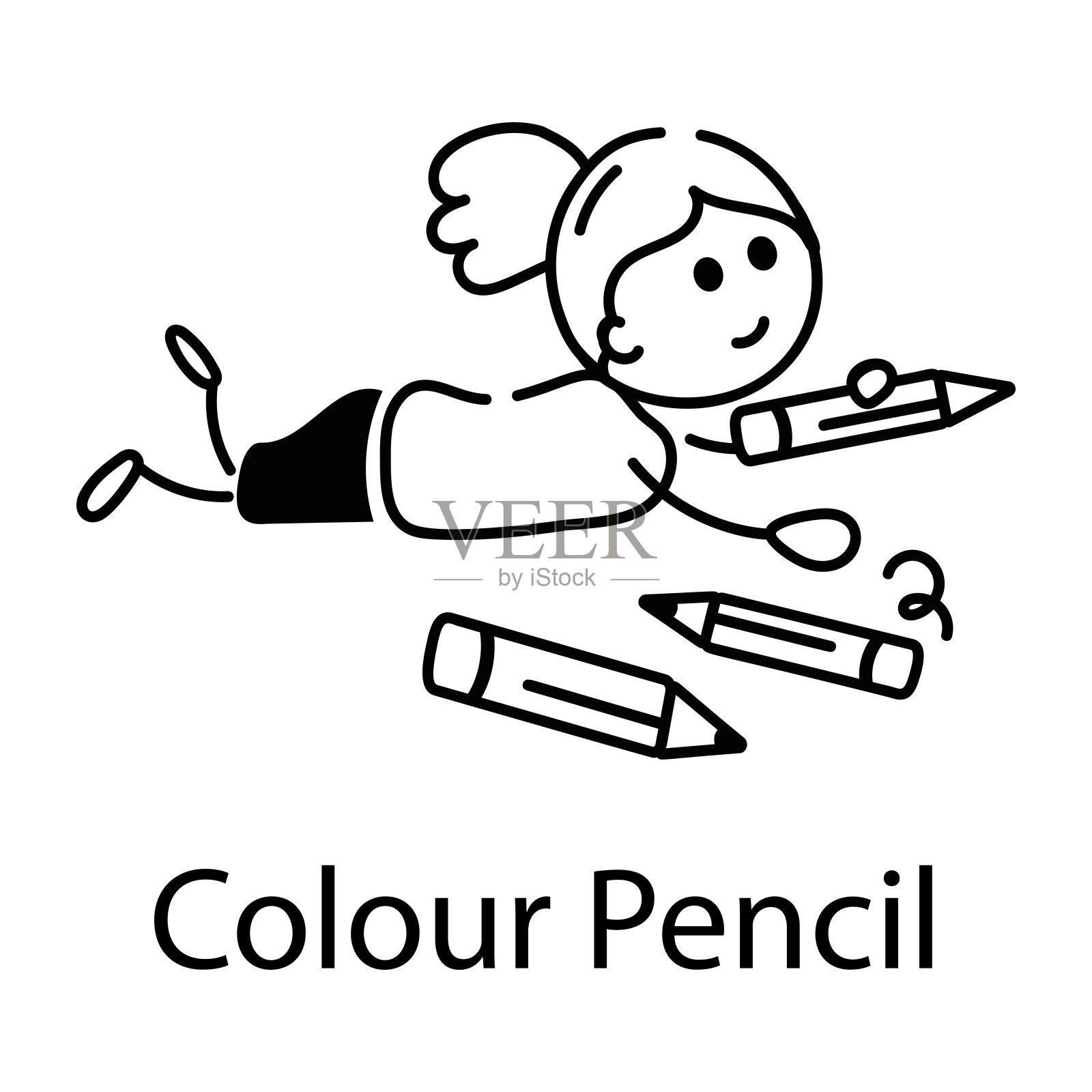 彩色铅笔插画图片素材