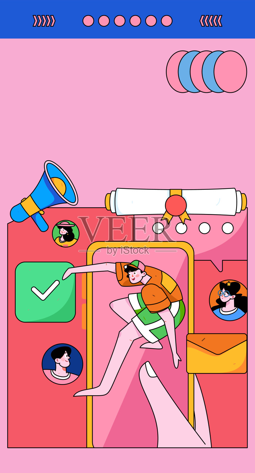 虚拟人物社会交往概念商业平面矢量手绘插画插画图片素材