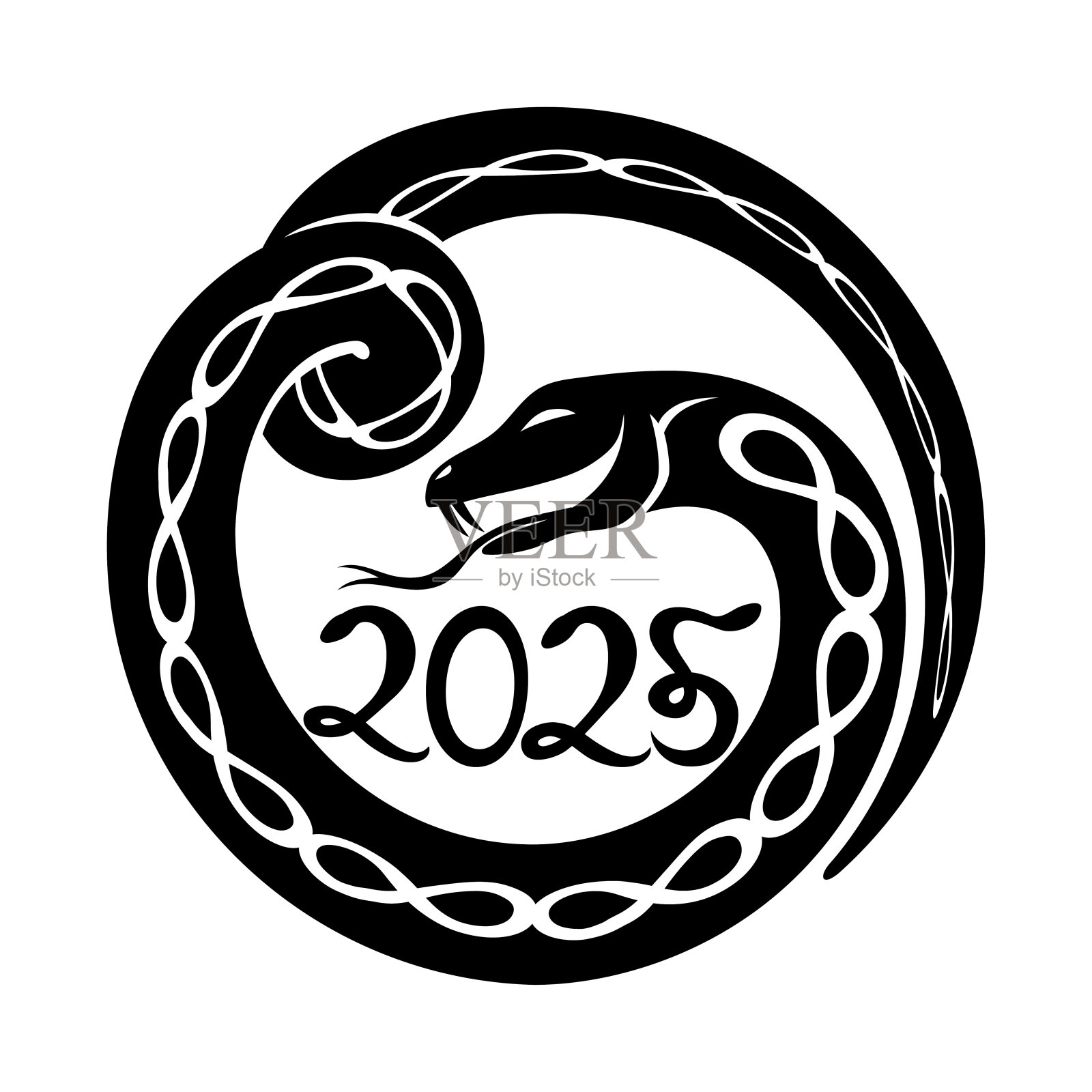 蛇的图标象征2025年。插画图片素材