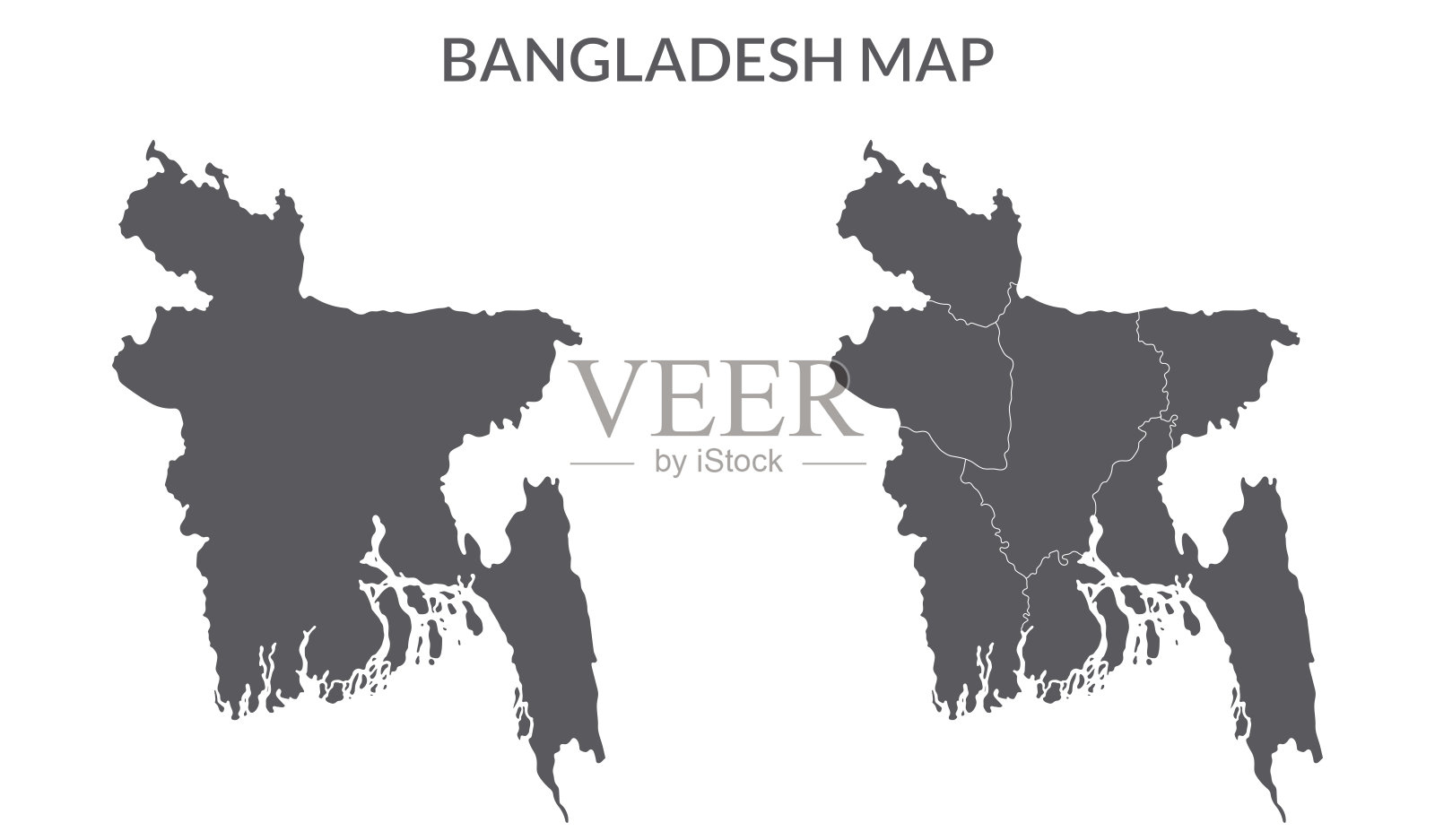 孟加拉国地图。灰色的孟加拉地图插画图片素材