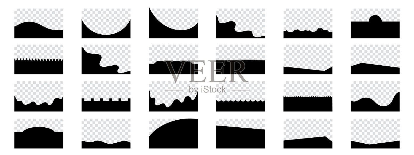 网站底部边界和头部设置滴，波，有机和几何形状。孤立矢量图插画图片素材