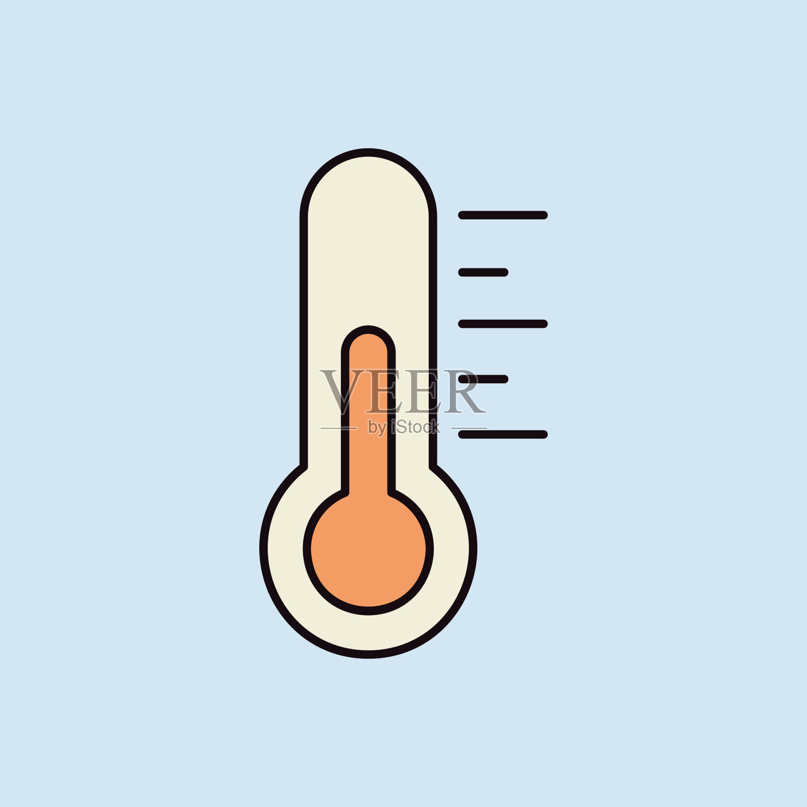 温度计热矢量平面图标。天气符号插画图片素材