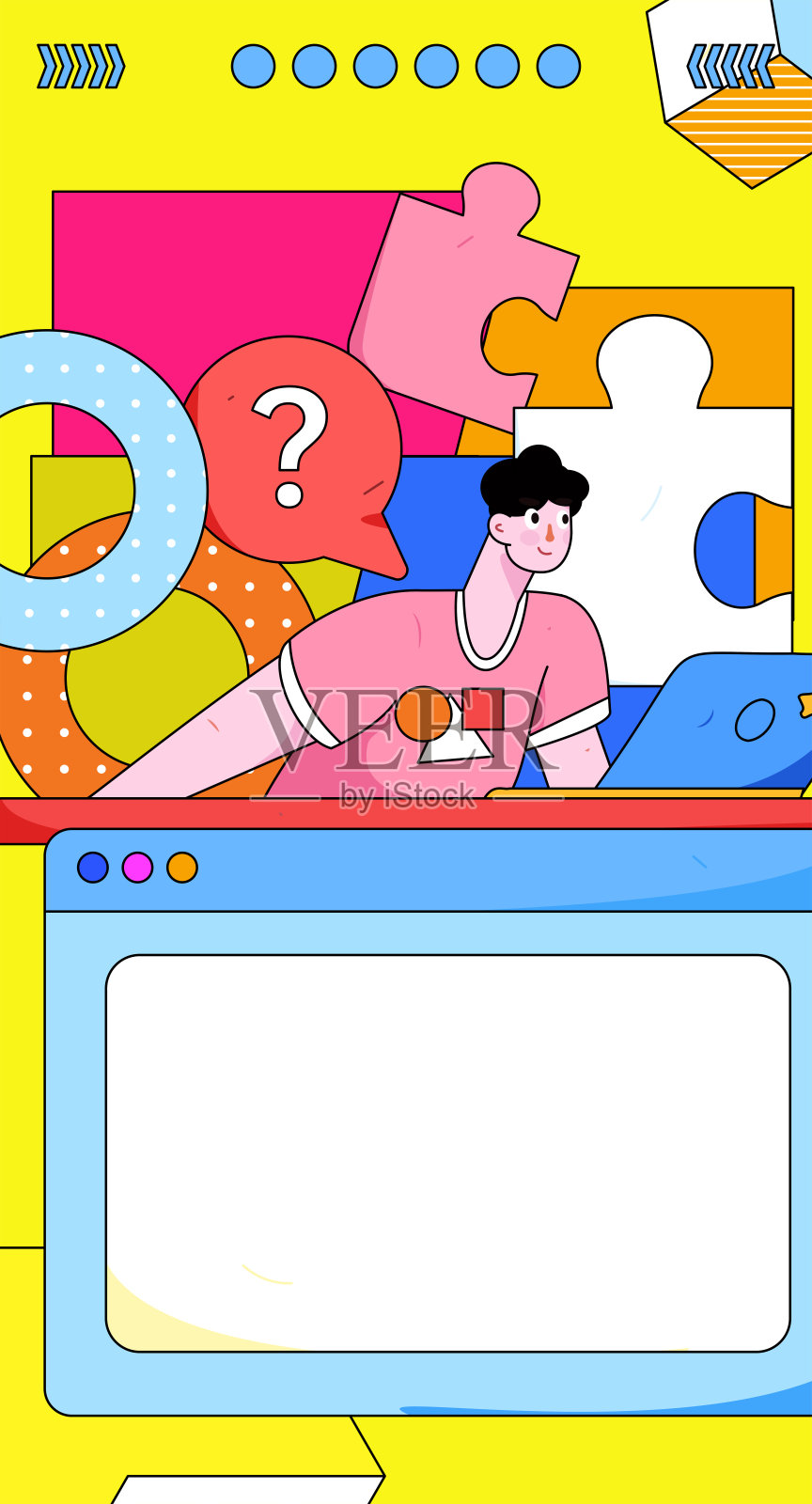 平面矢量插图的业务人员操作的工作场景插画图片素材