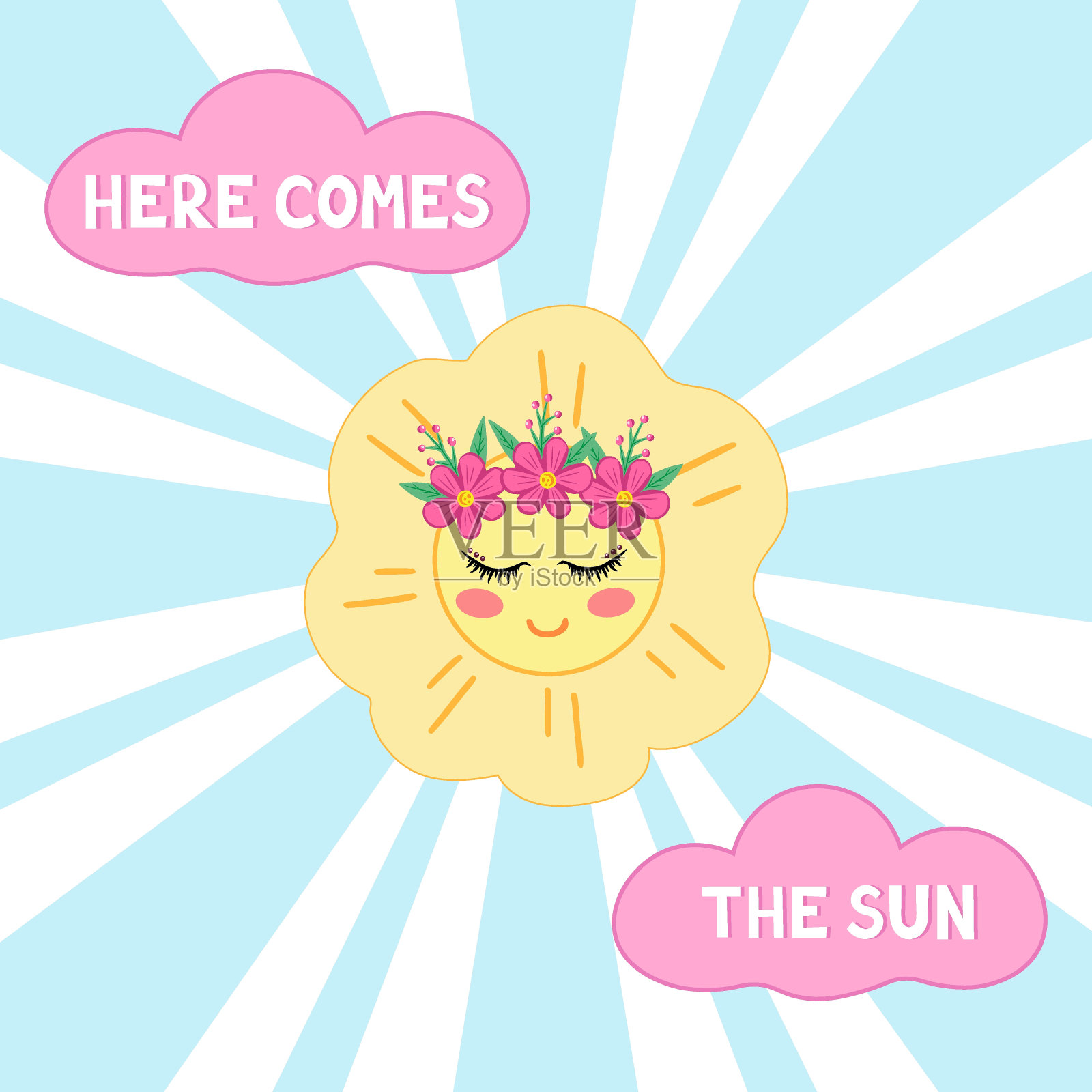 太阳带着云来了插画图片素材