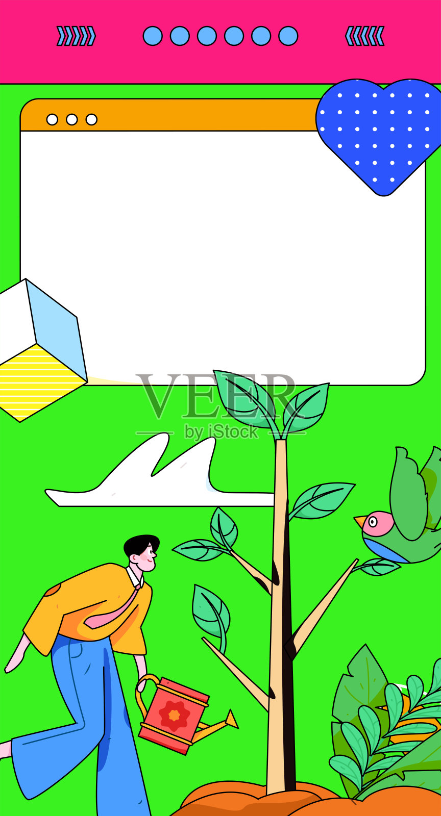 平面字符矢量概念操作手绘插图植树节植树在春天插画图片素材