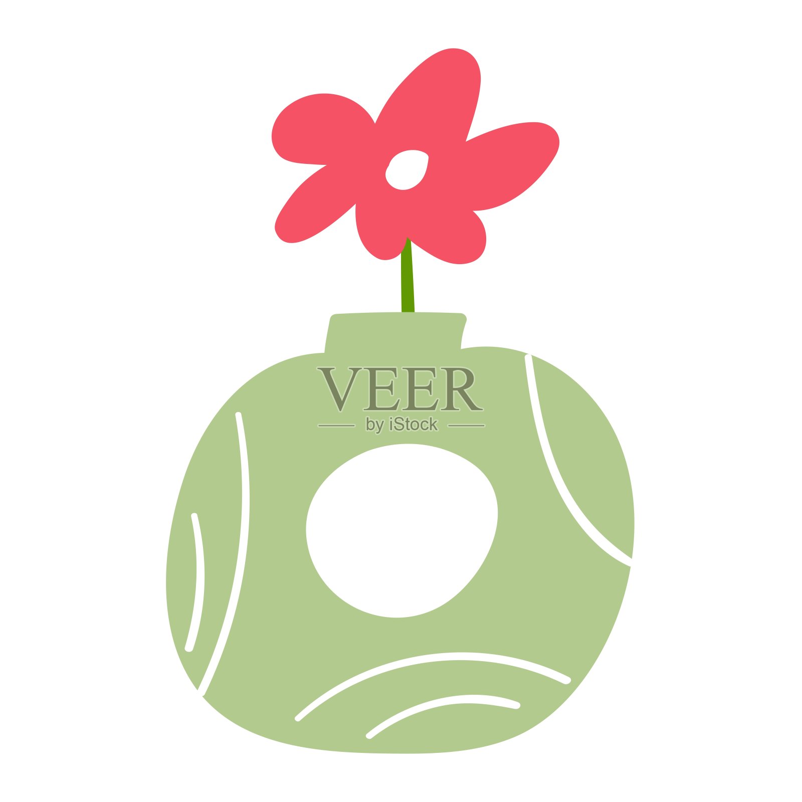 现代花瓶花。平面设计。插画图片素材