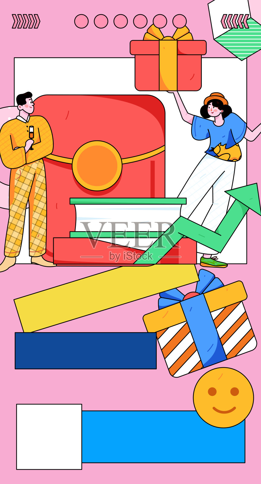 邀请朋友帮助获得红包的好处矢量平面字符插图插画图片素材